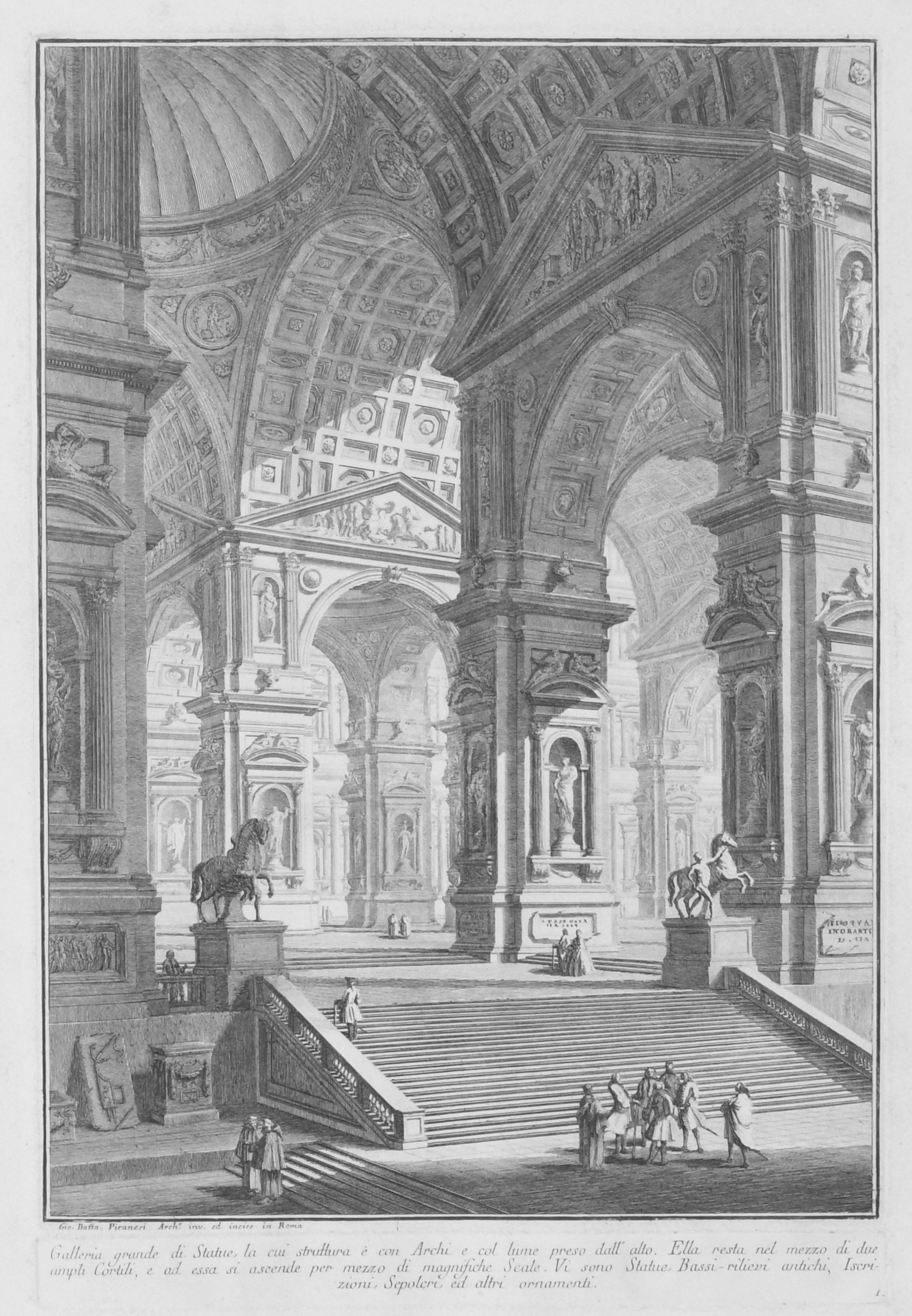 Landscape Print de Giovanni Battista Piranesi - Galería grande de estatuas