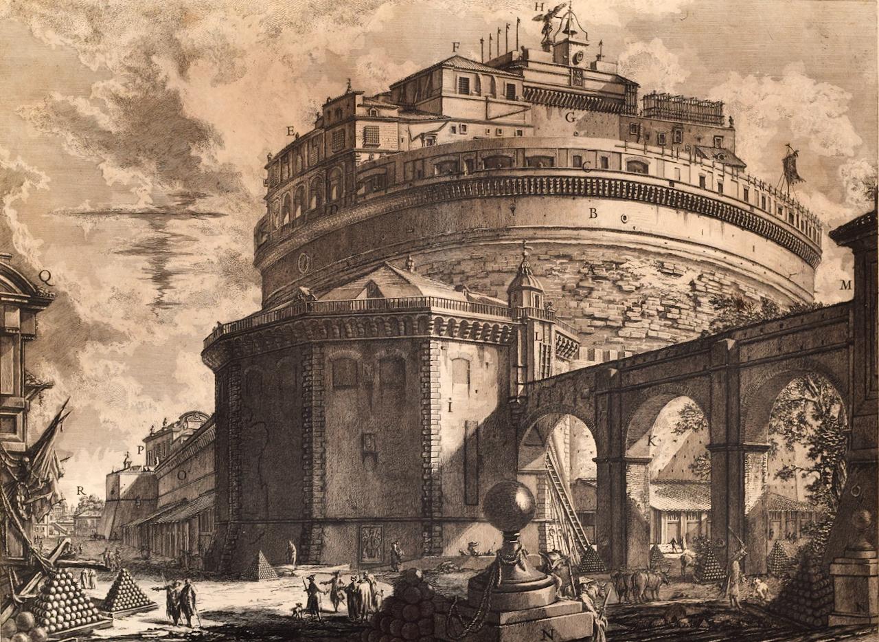 Hadrian's Mausoleum, Castel S. Angelo: Eine gerahmte Radierung von Piranesi aus dem 18. Jahrhundert im Angebot 3