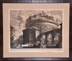 Hadrian's Mausoleum, Castel S. Angelo: A Framed 18th Century Etching by Piranesi