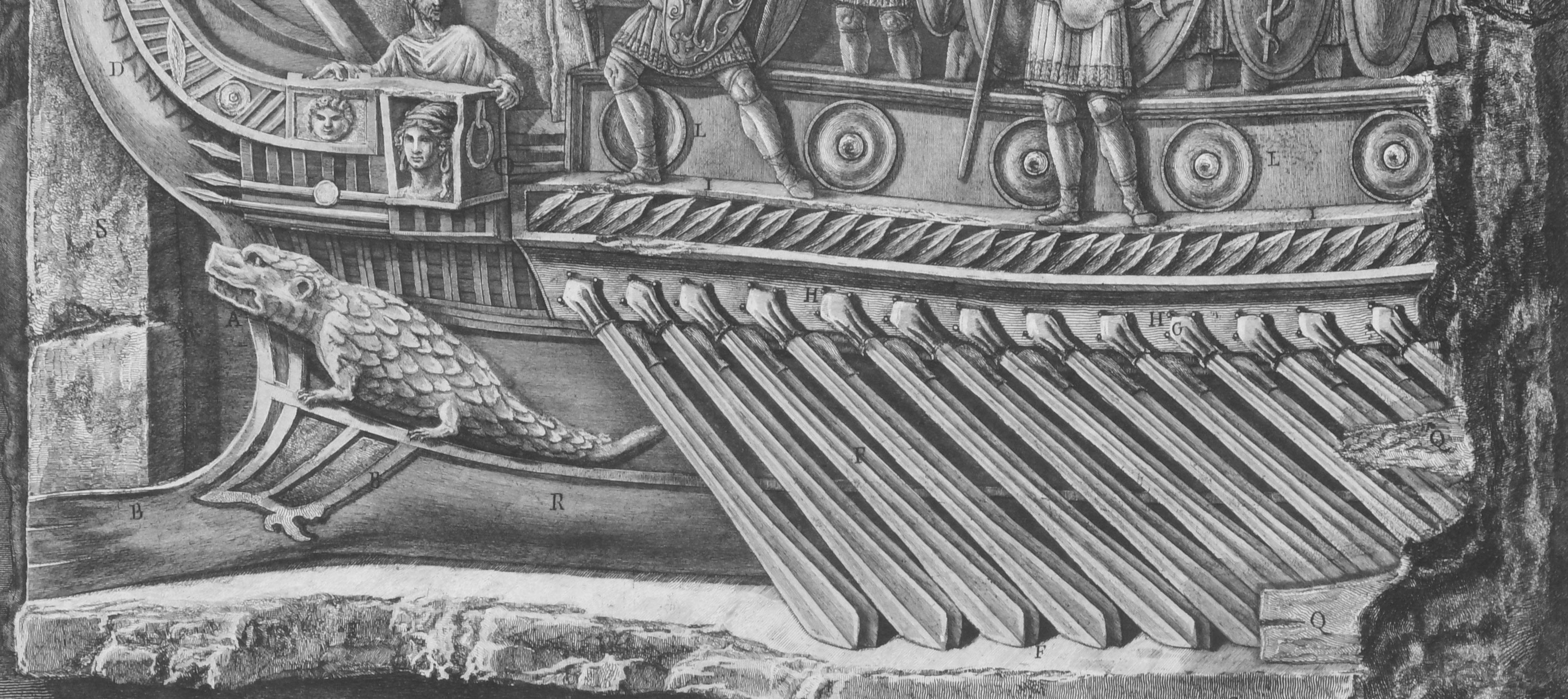 Marble relief of a trireme from the Temple of Fortuna, Praeneste, from Vasi For Sale 1