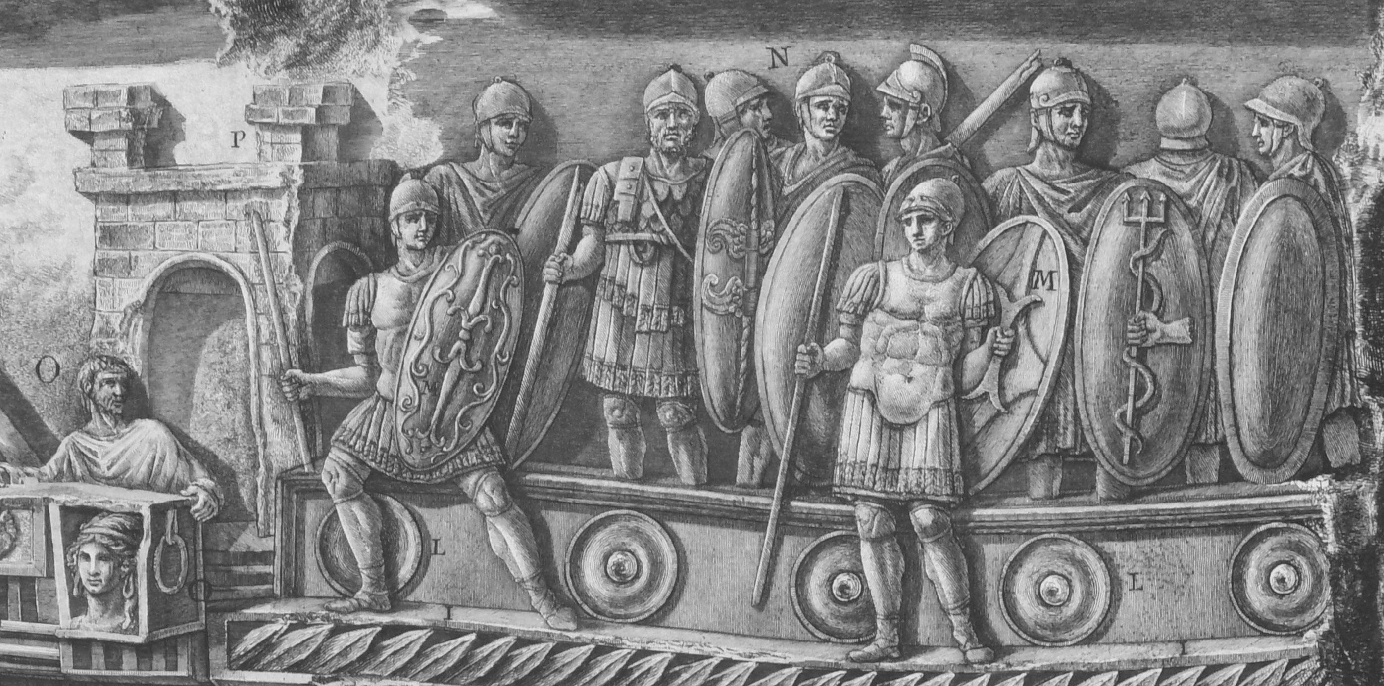 Marble relief of a trireme from the Temple of Fortuna, Praeneste, from Vasi For Sale 2