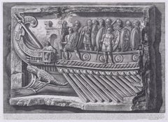 Antique Marble relief of a trireme from the Temple of Fortuna, Praeneste, from Vasi