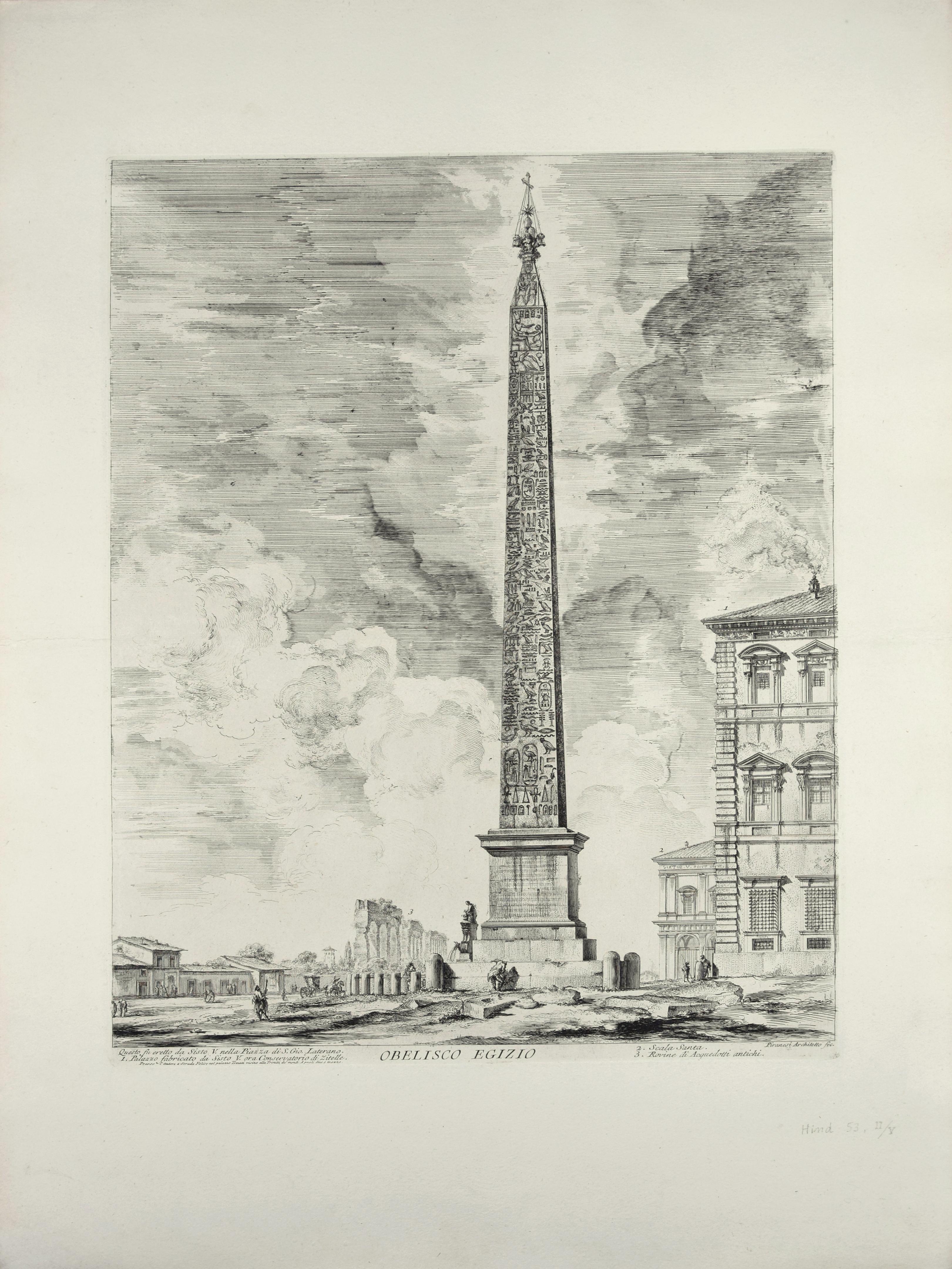Giovanni Battista Piranesi Landscape Print - Obelisco Egizio (Egyptian Obelisk) - Etching by G. B. Piranesi