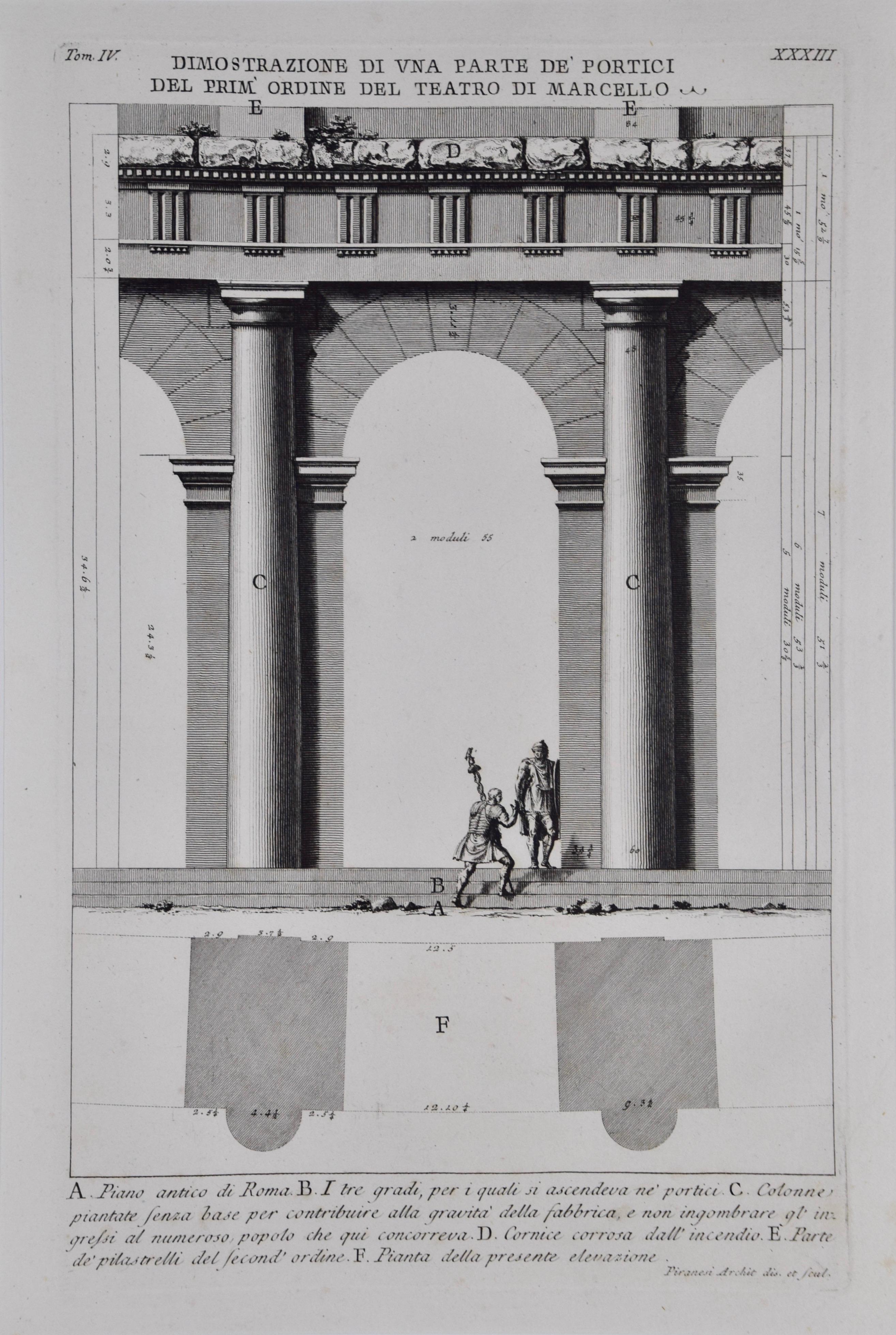 A pair of etchings created by Giovanni Piranesi depicting Roman architectural details from his 