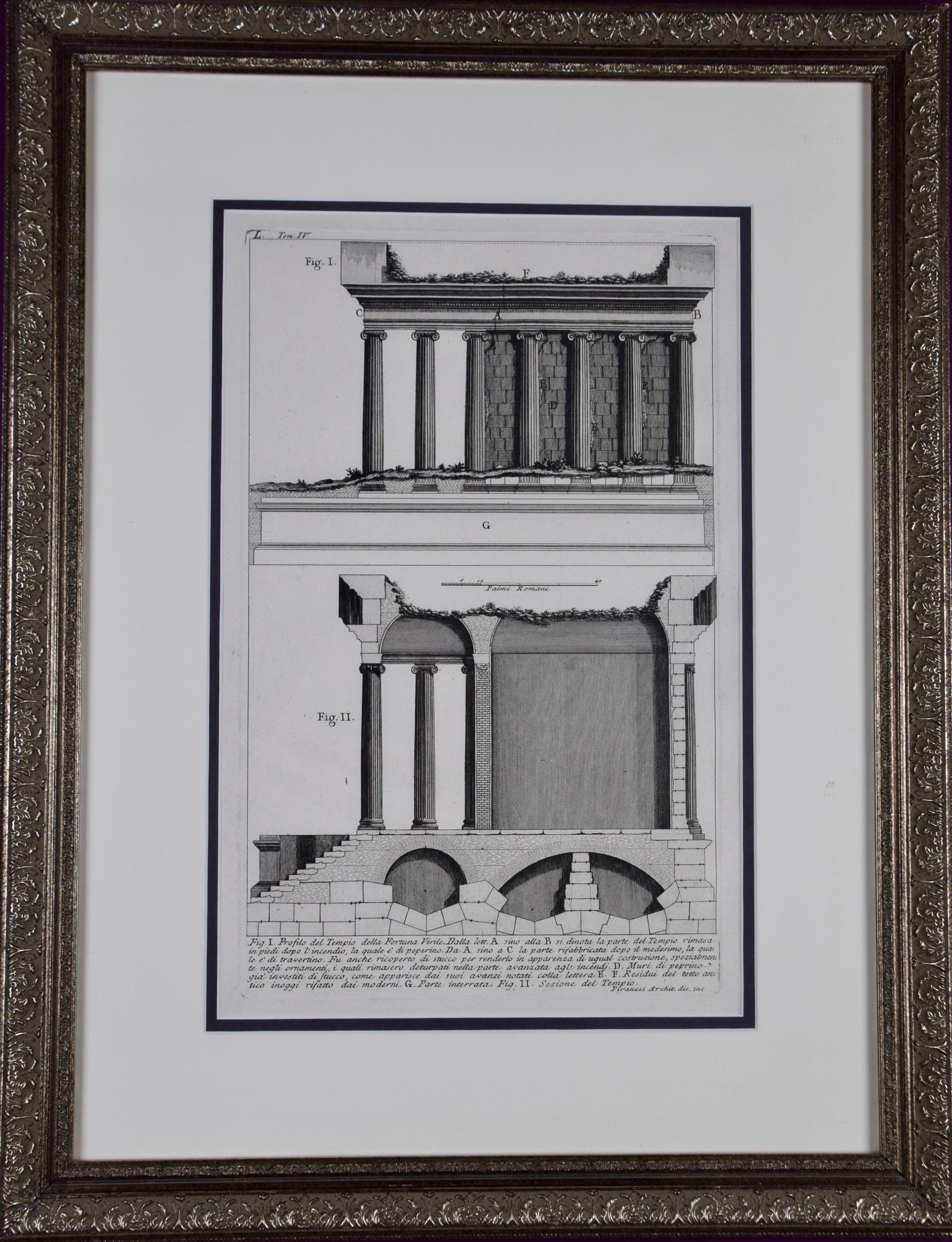 Pair of Piranesi Etchings of Ancient Roman Architectural Objects, 18th Century - Print by Giovanni Battista Piranesi