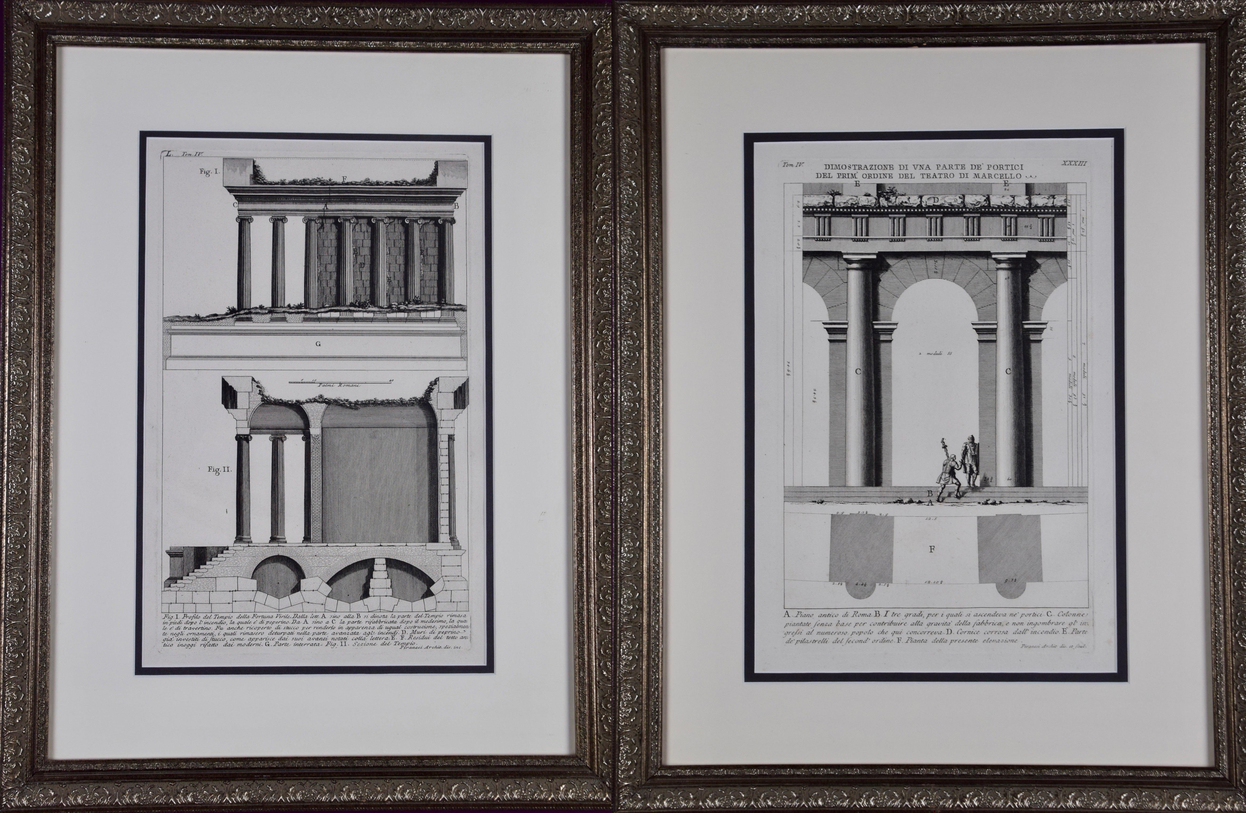 Giovanni Battista Piranesi Interior Print - Pair of Piranesi Etchings of Ancient Roman Architectural Objects, 18th Century 