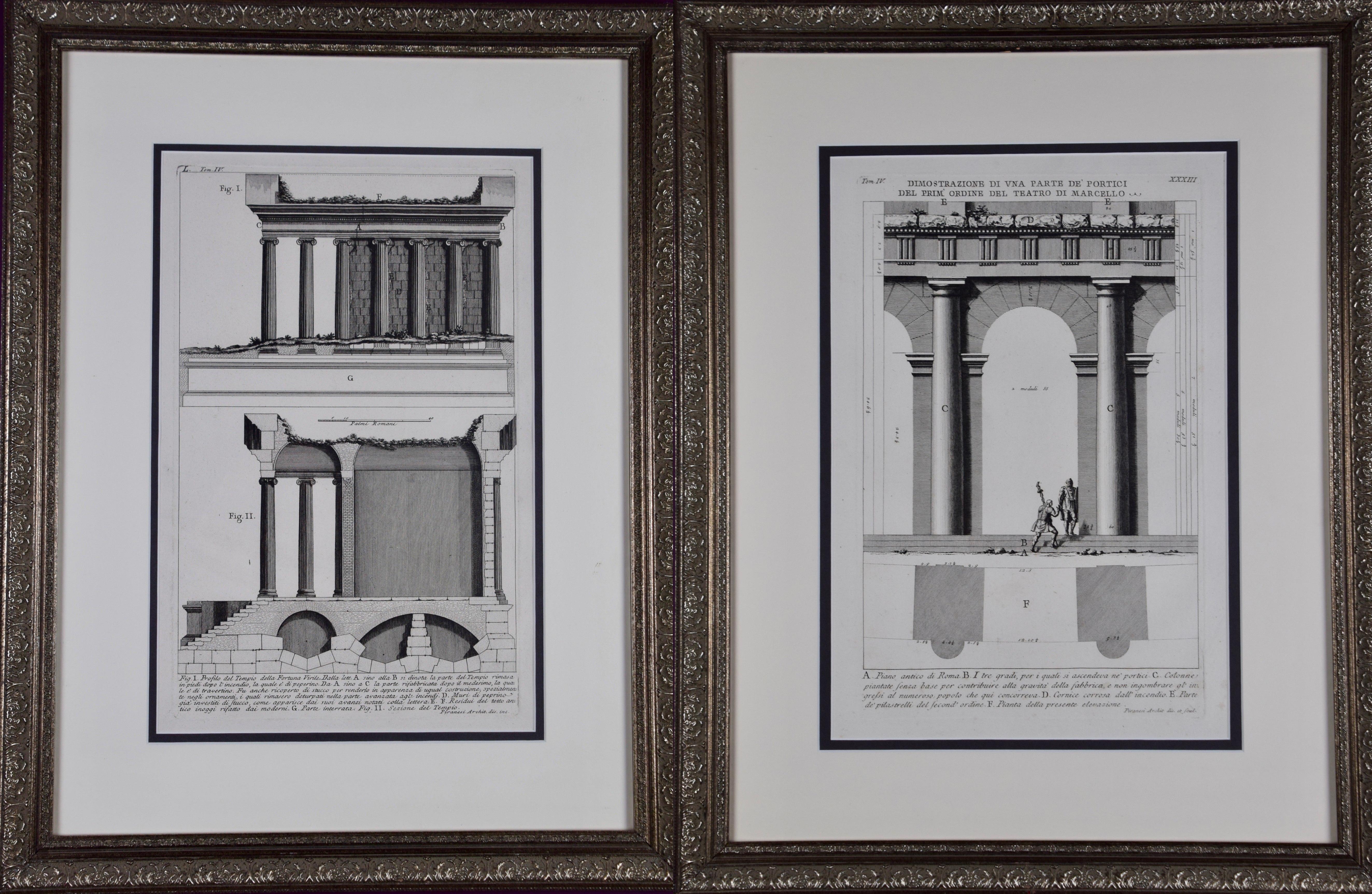 Giovanni Battista Piranesi Interior Print - Pair of Piranesi Etchings of Ancient Roman Architectural Objects, 18th Century