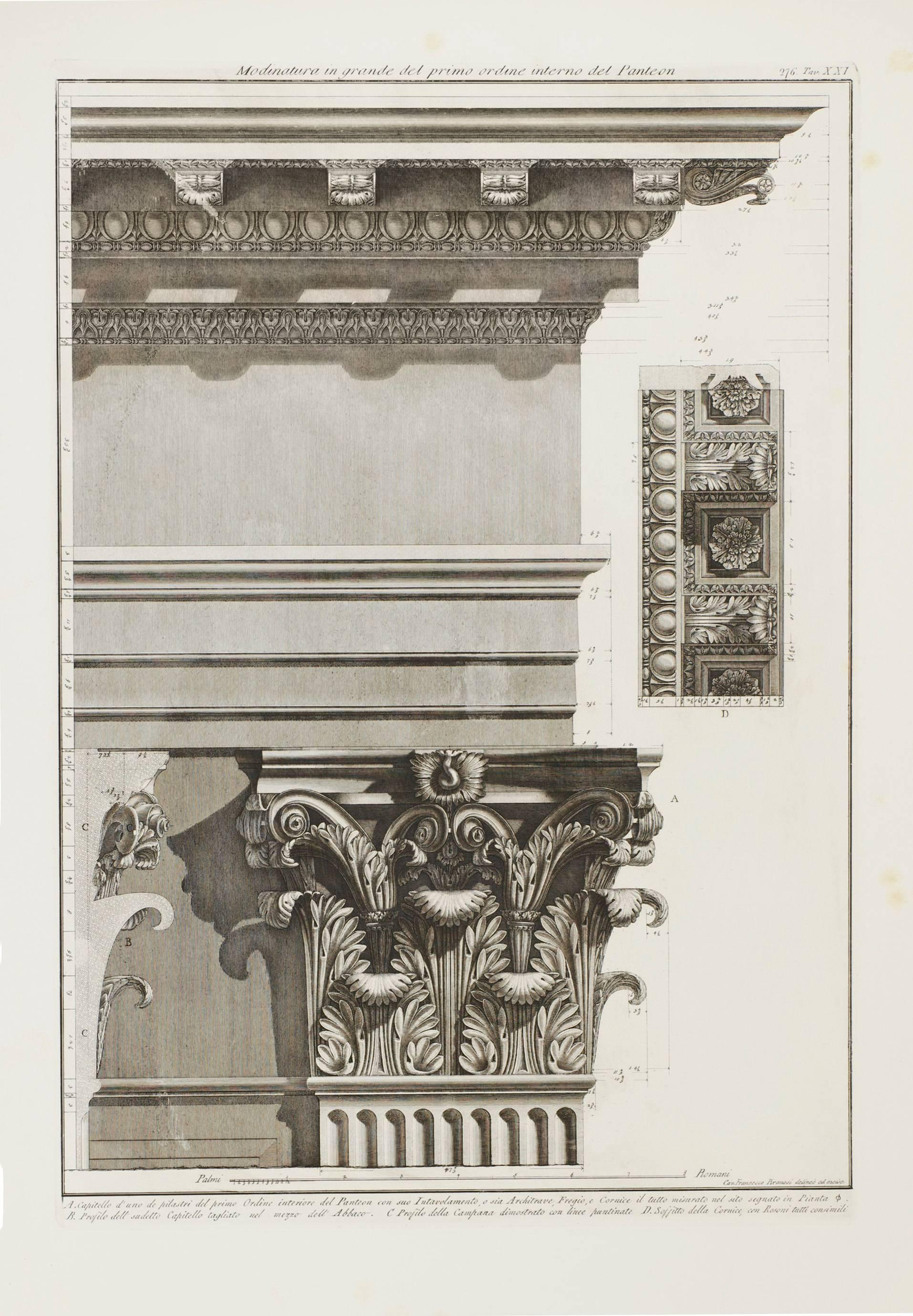 Giovanni Battista Piranesi Interior Print - Pantheon Interior Corinthian Pilaster