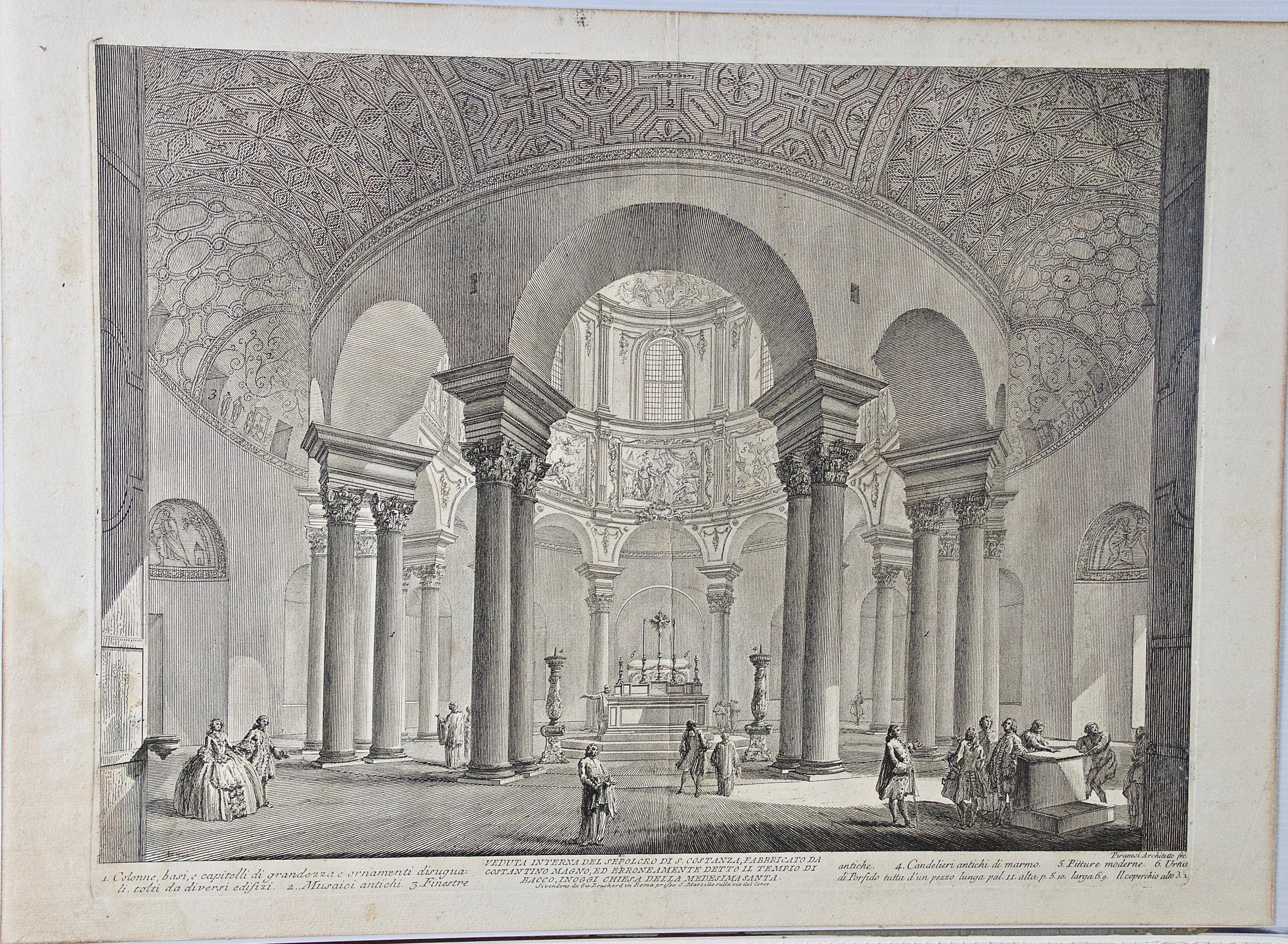 Giovanni Battista Piranesi Figurative Print - Piranesi Architectural View of the Tomb of St. Costanza in Rome, 18th Century 
