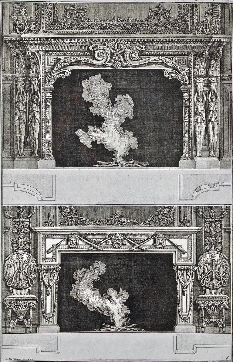 Piranesi Architectural Views of Roman Fireplace Designs, 18th Century  - Print by Giovanni Battista Piranesi