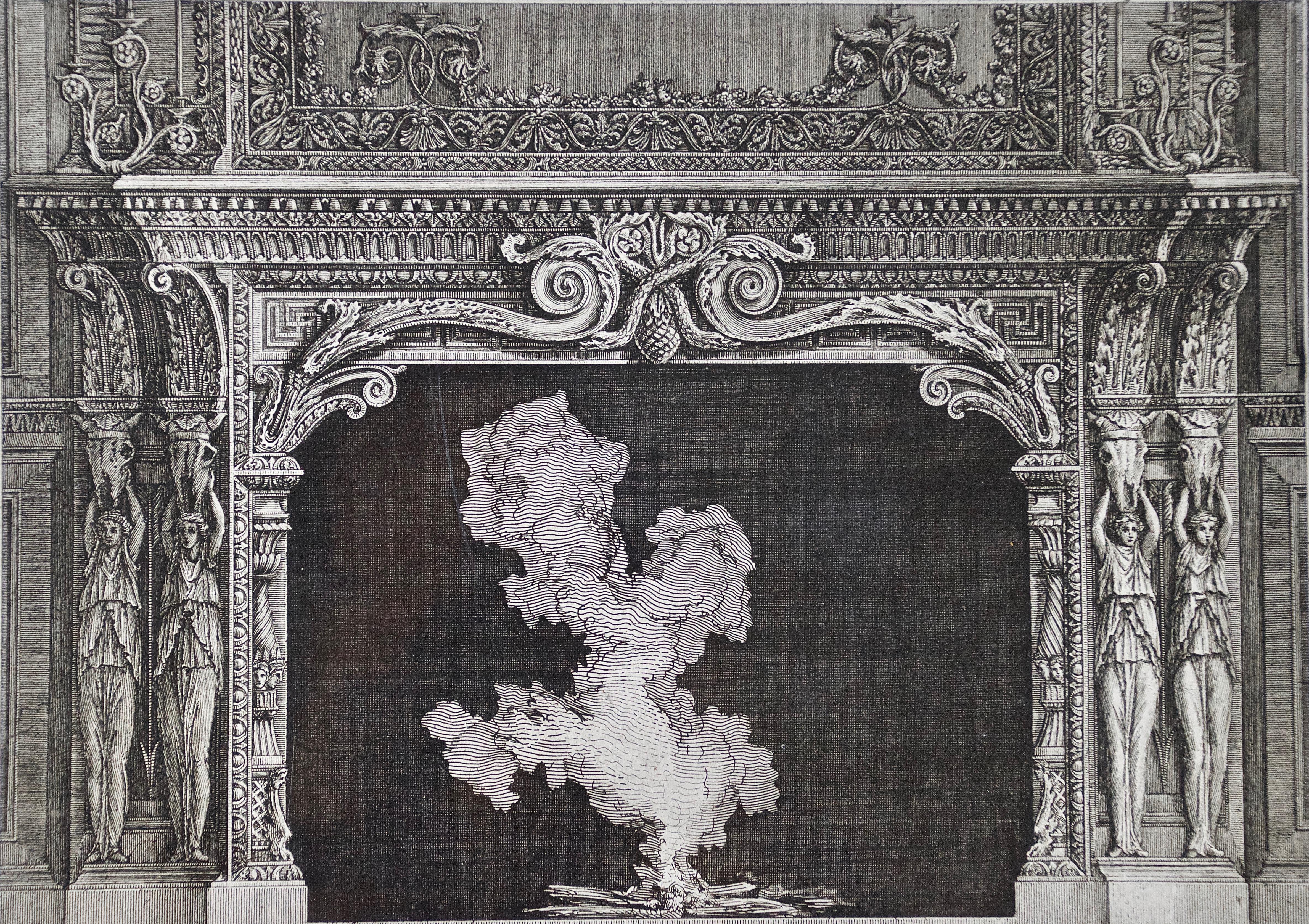 Designs de cheminée Piranesi du 18e siècle basés sur les styles architecturaux anciens - Maîtres anciens Print par Giovanni Battista Piranesi