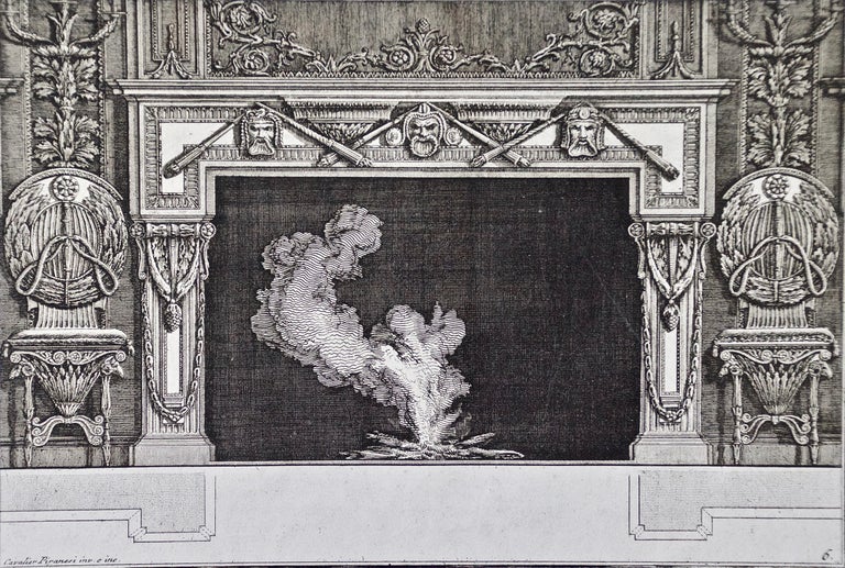 Piranesi Architectural Views of Roman Fireplace Designs, 18th Century  - Gray Figurative Print by Giovanni Battista Piranesi
