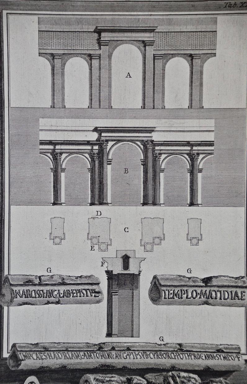 Gravure de Piranesi représentant l'ancienne aqueduc et les bains romains d'Hadrien, « Aquae Virginis ». - Maîtres anciens Print par Giovanni Battista Piranesi