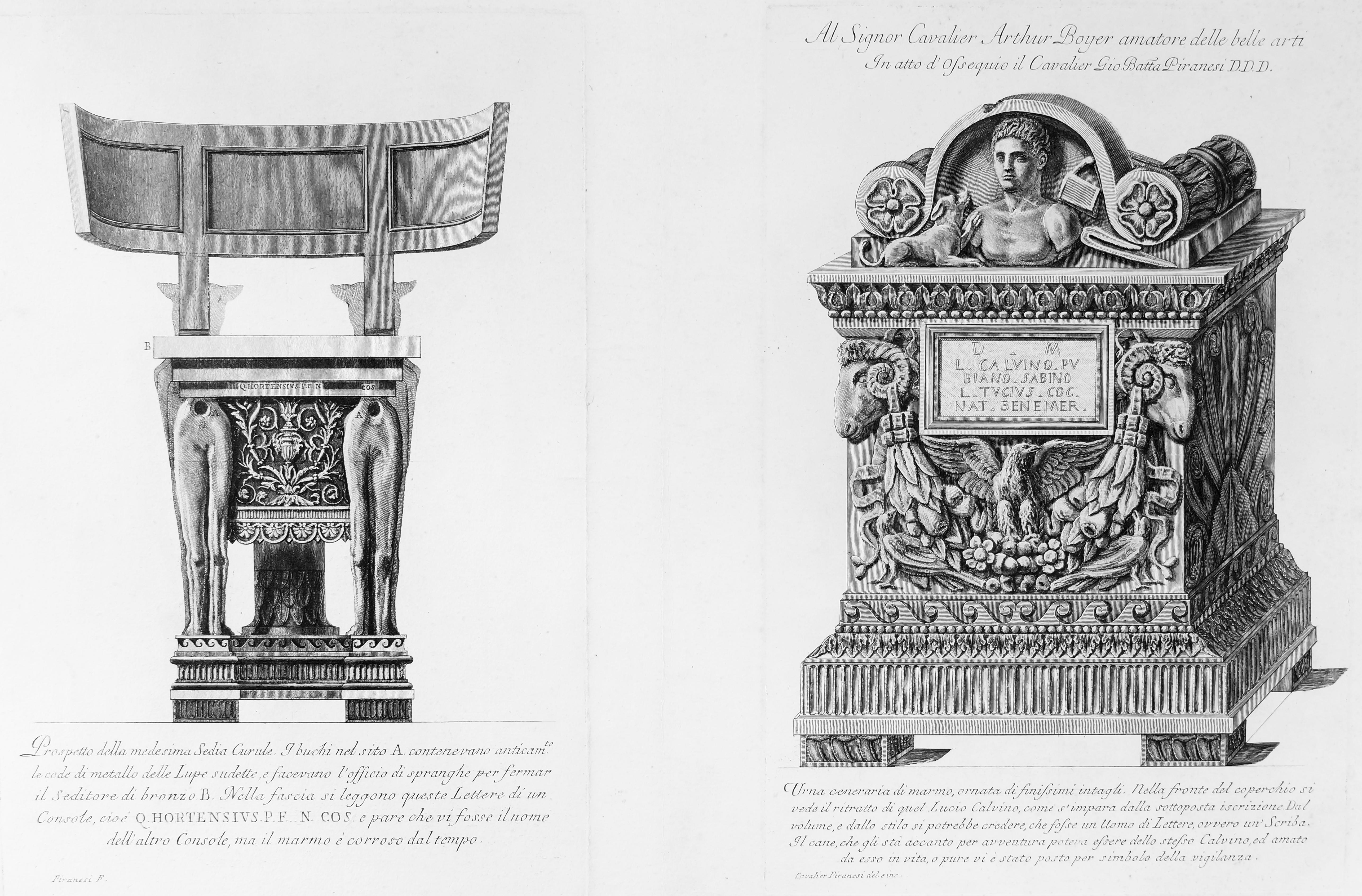 Giovanni Battista Piranesi Figurative Print – Prospetto della medesima sedia Curule... - Radierung 1778