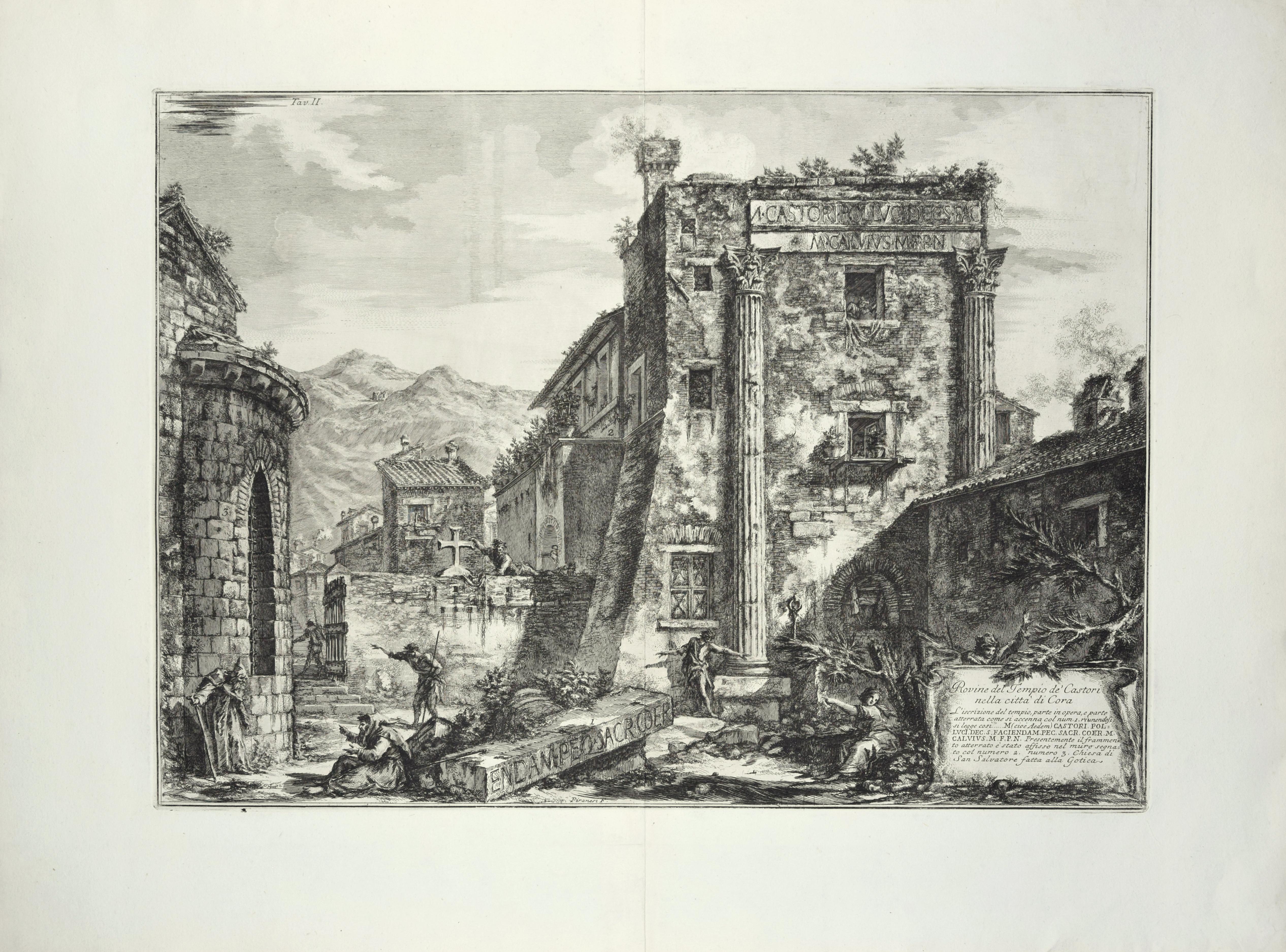 Rovine del Tempio de' Castori nella città di Cora - Etching by G. B. Piranesi