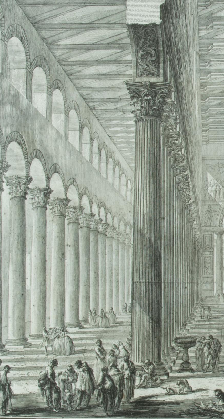 S. Paolo Fuori Le Mura  (Vedute della Basilica di S. Paolo fuor della mura) - Maîtres anciens Print par Giovanni Battista Piranesi