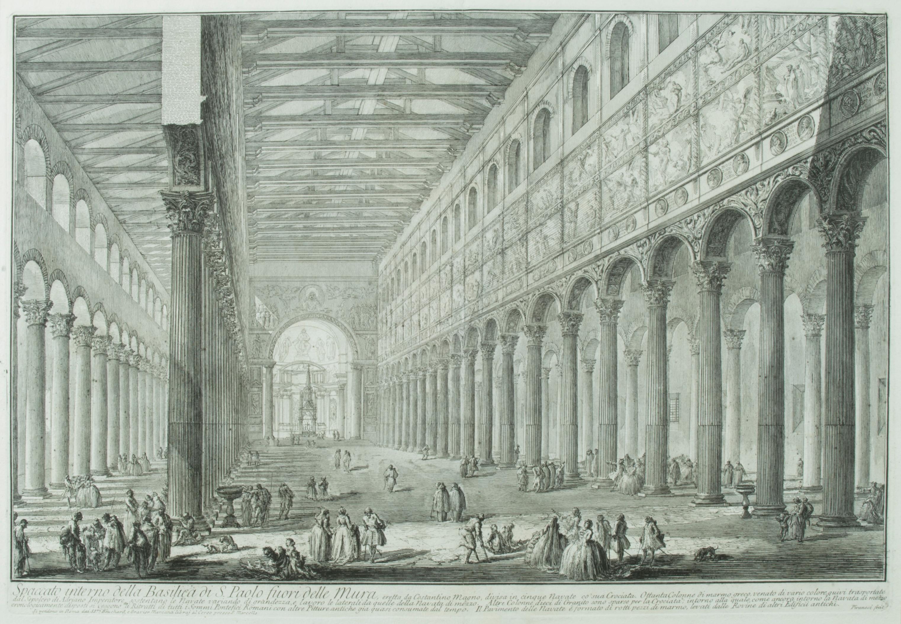 Interior Print Giovanni Battista Piranesi - S. Paolo Fuori Le Mura  (Vedute della Basilica di S. Paolo fuor della mura)