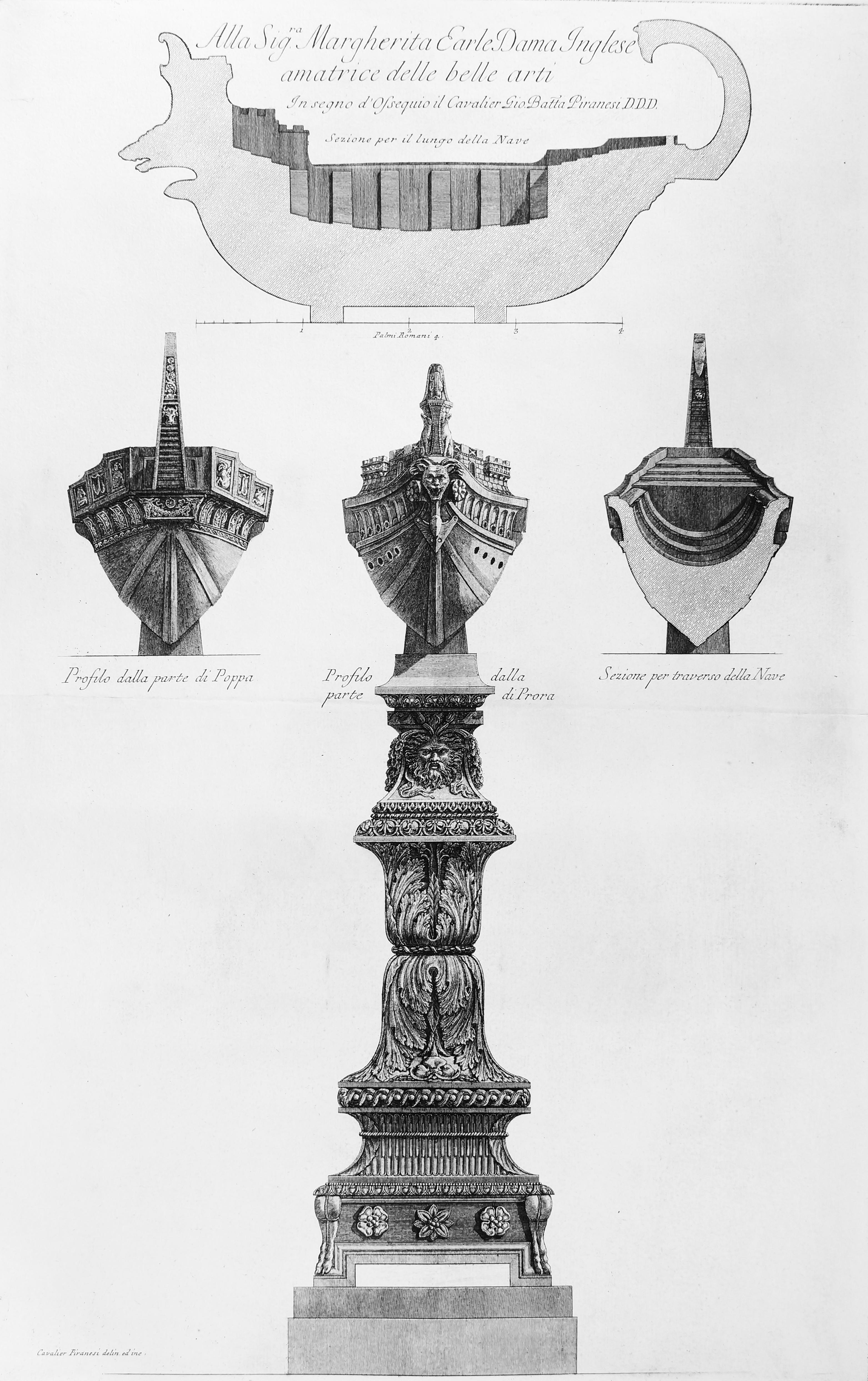 Giovanni Battista Piranesi Figurative Print - Sezione per il Luogo della Nave - Etching by G.B. Piranesi - 1778