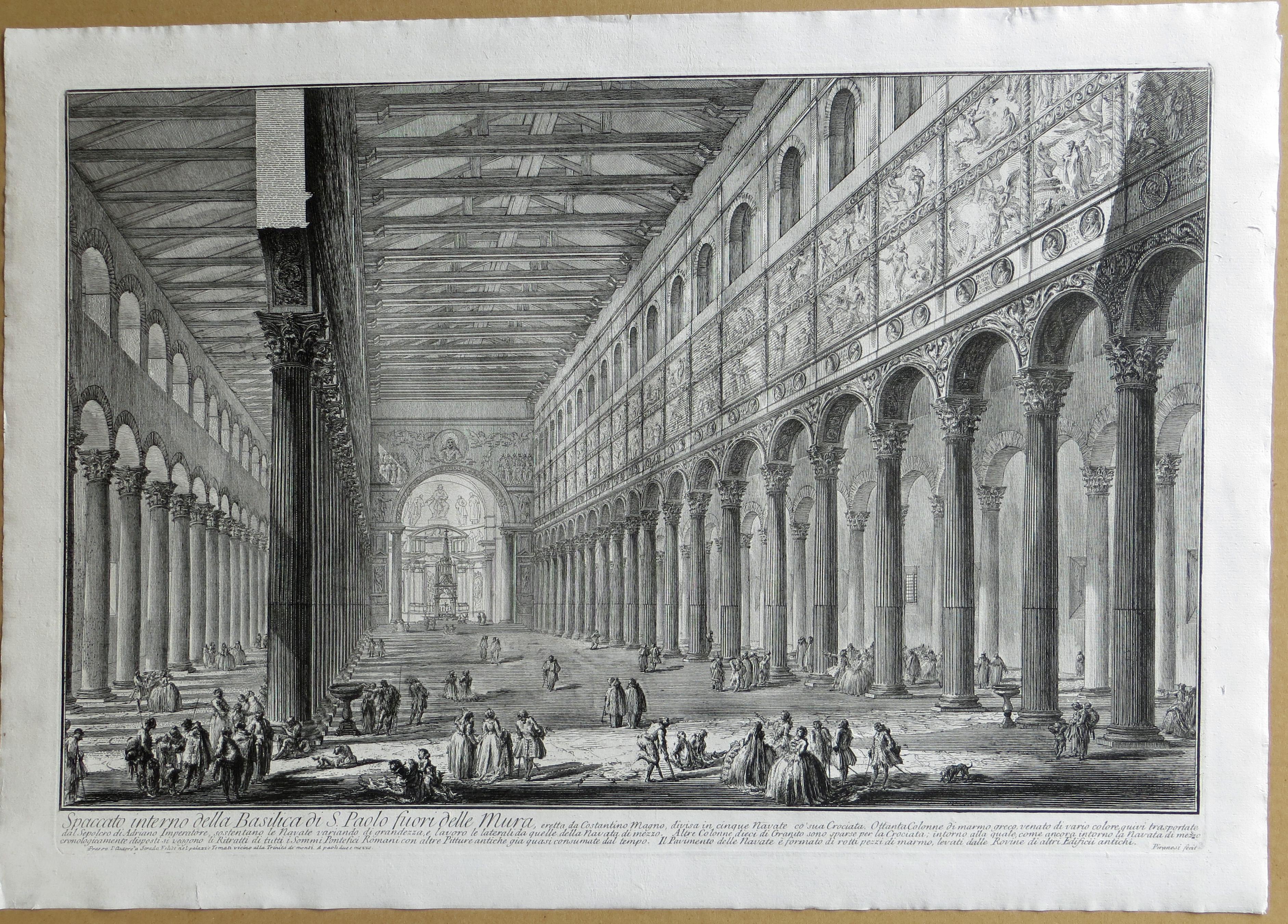 Spaccato Interno della Basilica di S. Paolo fuori della Mura” Etching, - Print by Giovanni Battista Piranesi