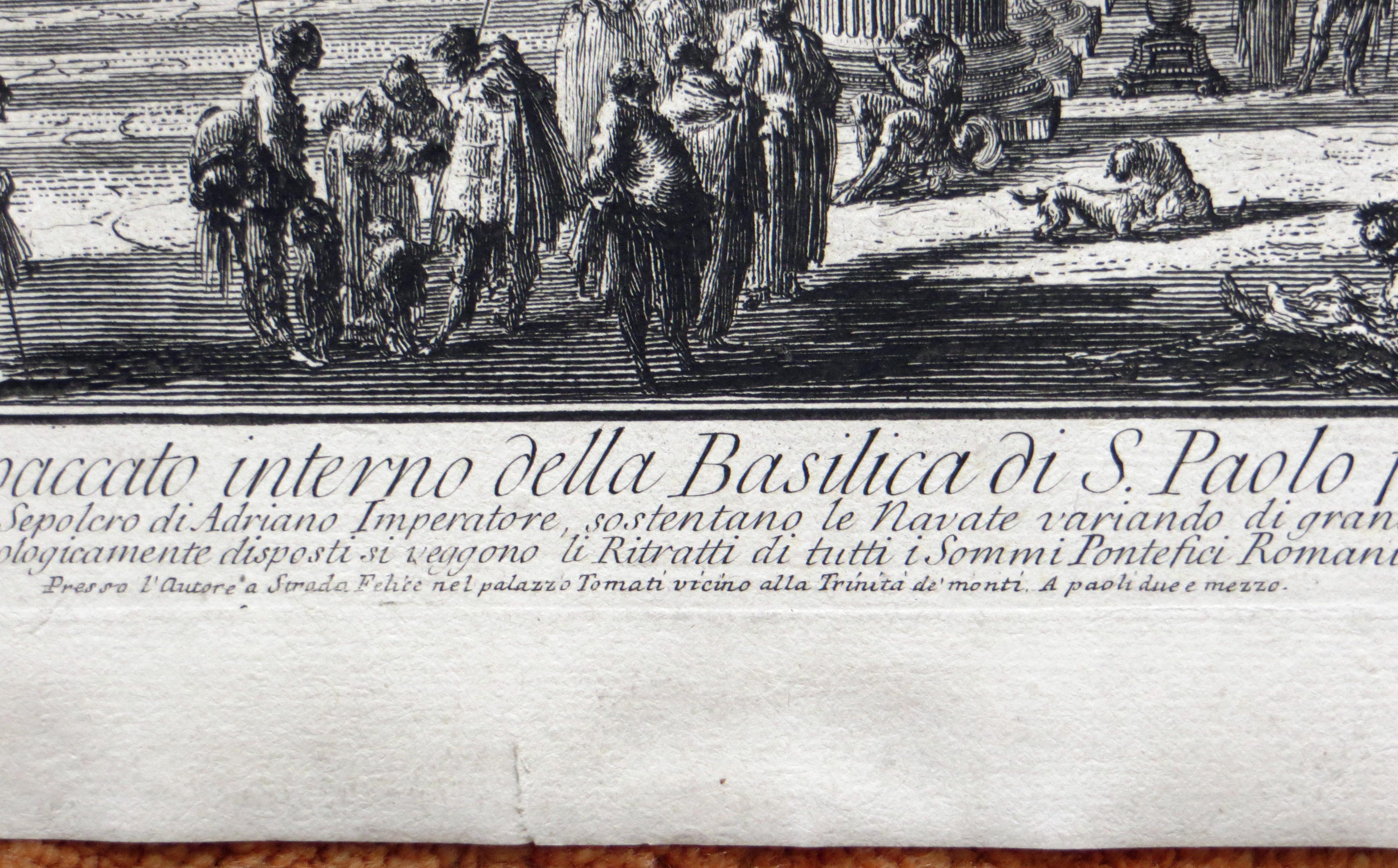 Spaccato Interno della Basilica di S. Paolo fuori della Mura” Etching, - Realist Print by Giovanni Battista Piranesi