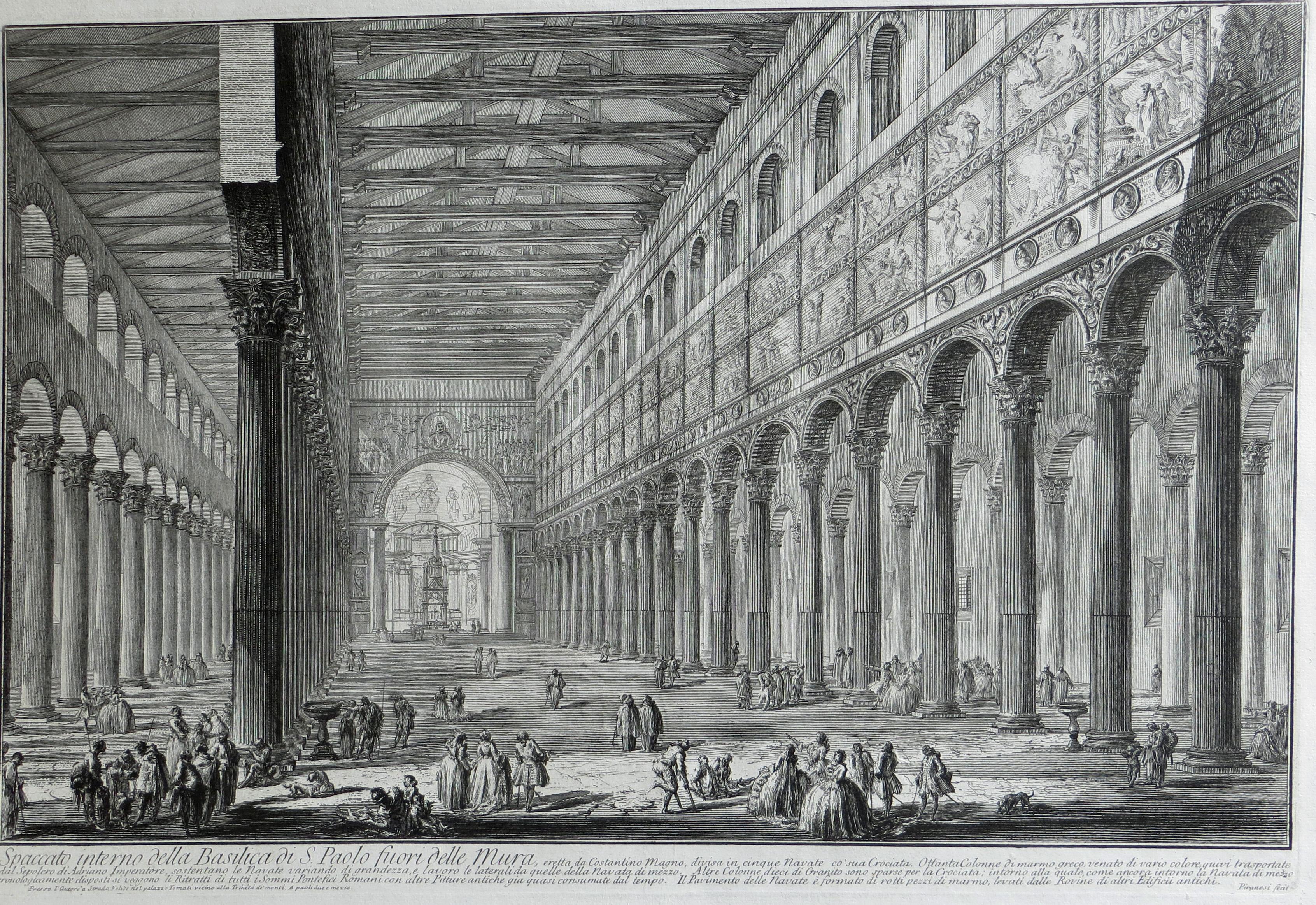 Giovanni Battista Piranesi Interior Print - Spaccato Interno della Basilica di S. Paolo fuori della Mura” Etching,