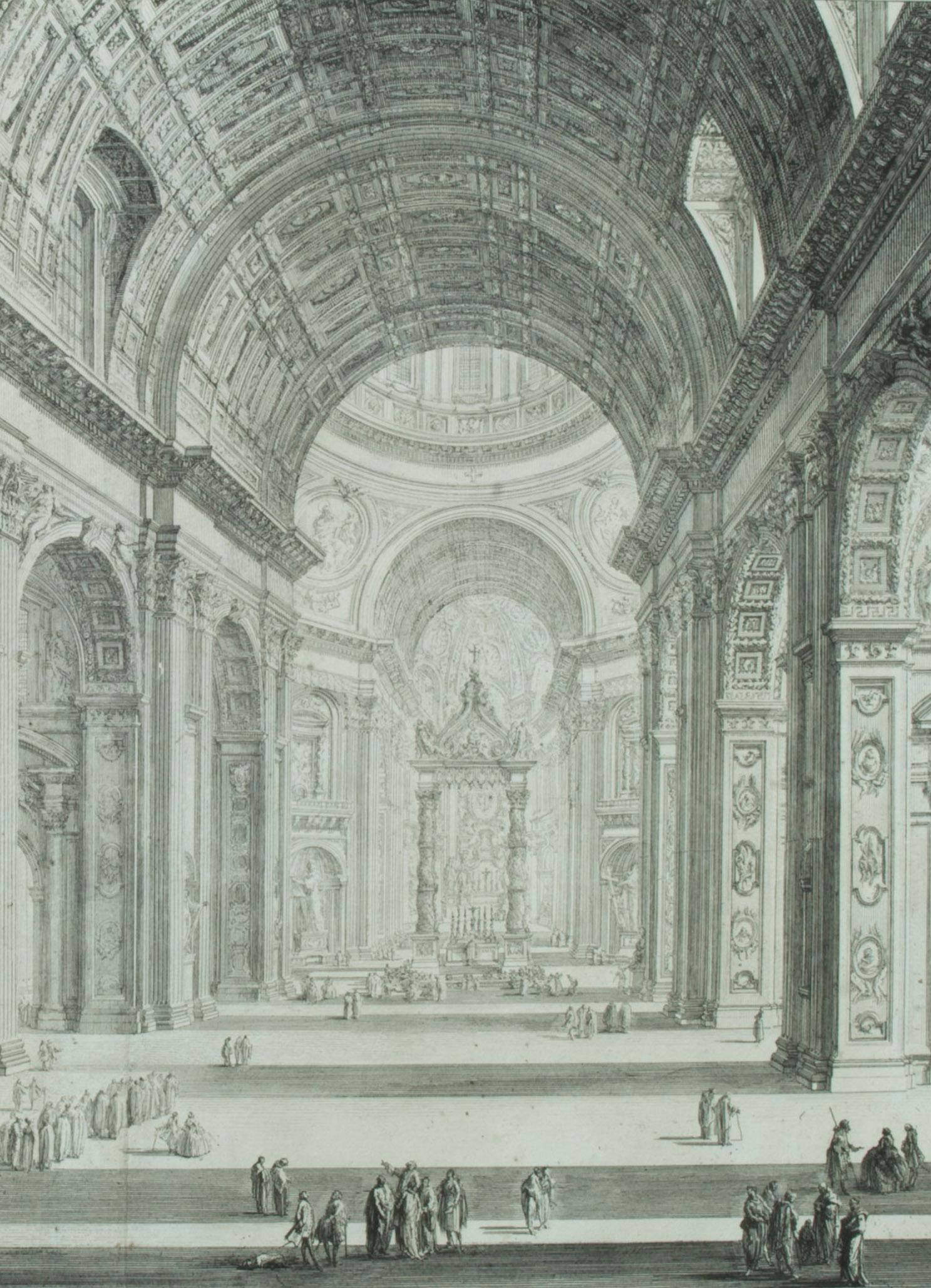 Das Innere des Petersdoms mit dem Kirchenschiff                       – Print von Giovanni Battista Piranesi