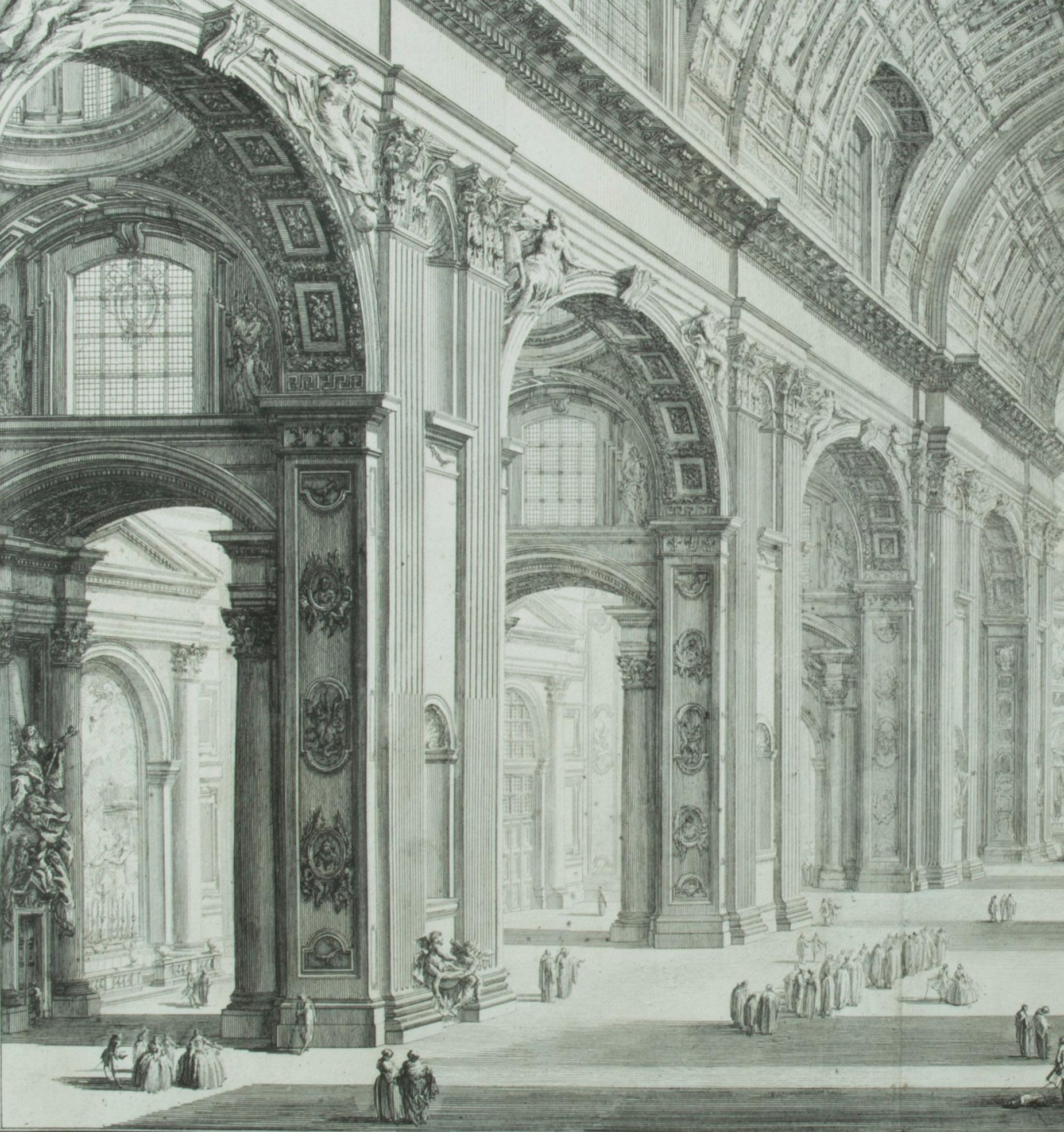Intérieur de St. Peters avec la Nef                       - Maîtres anciens Print par Giovanni Battista Piranesi