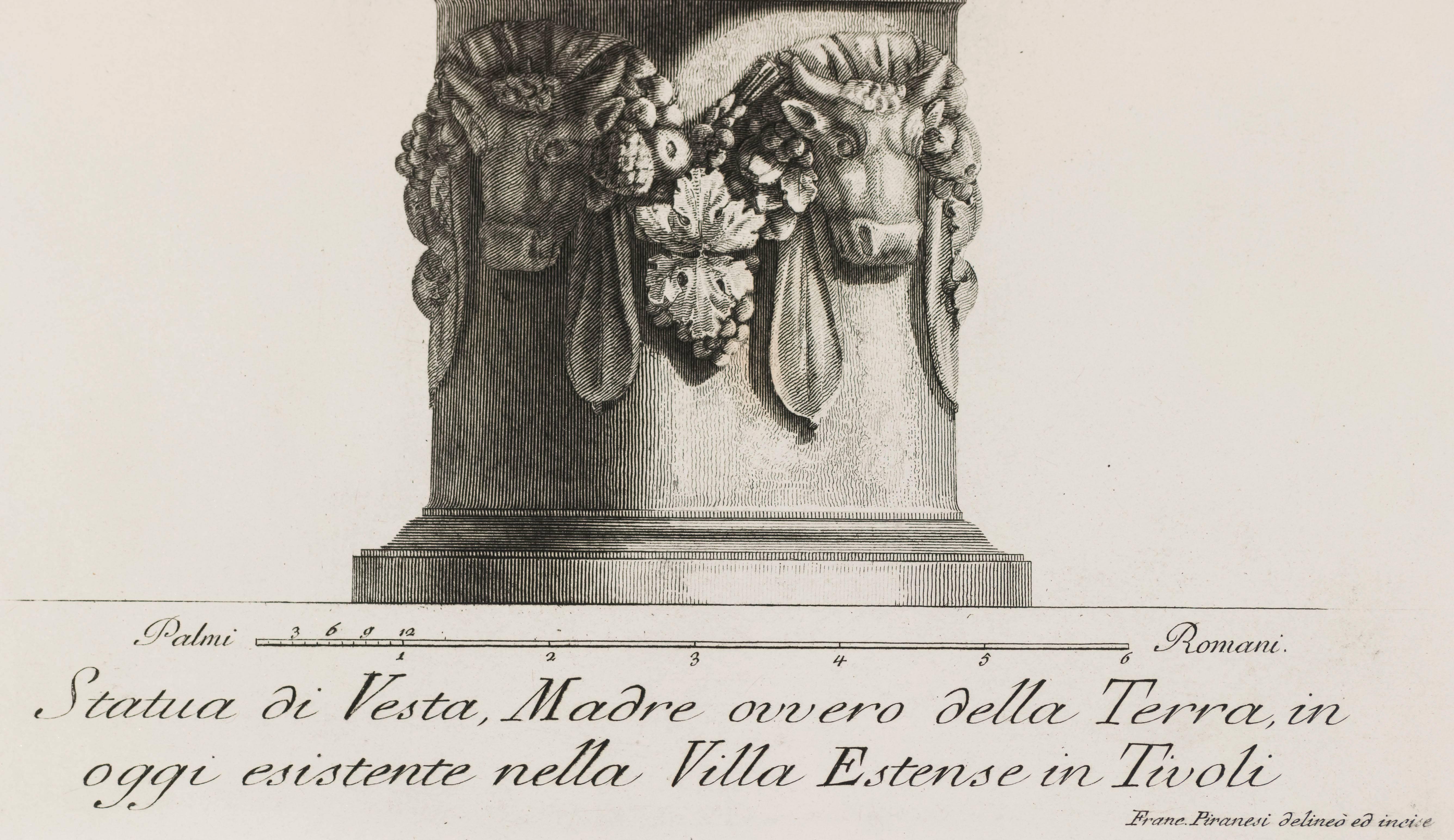 Statue of Vesta in Villa Estense in Tivoli - Print by Giovanni Battista Piranesi