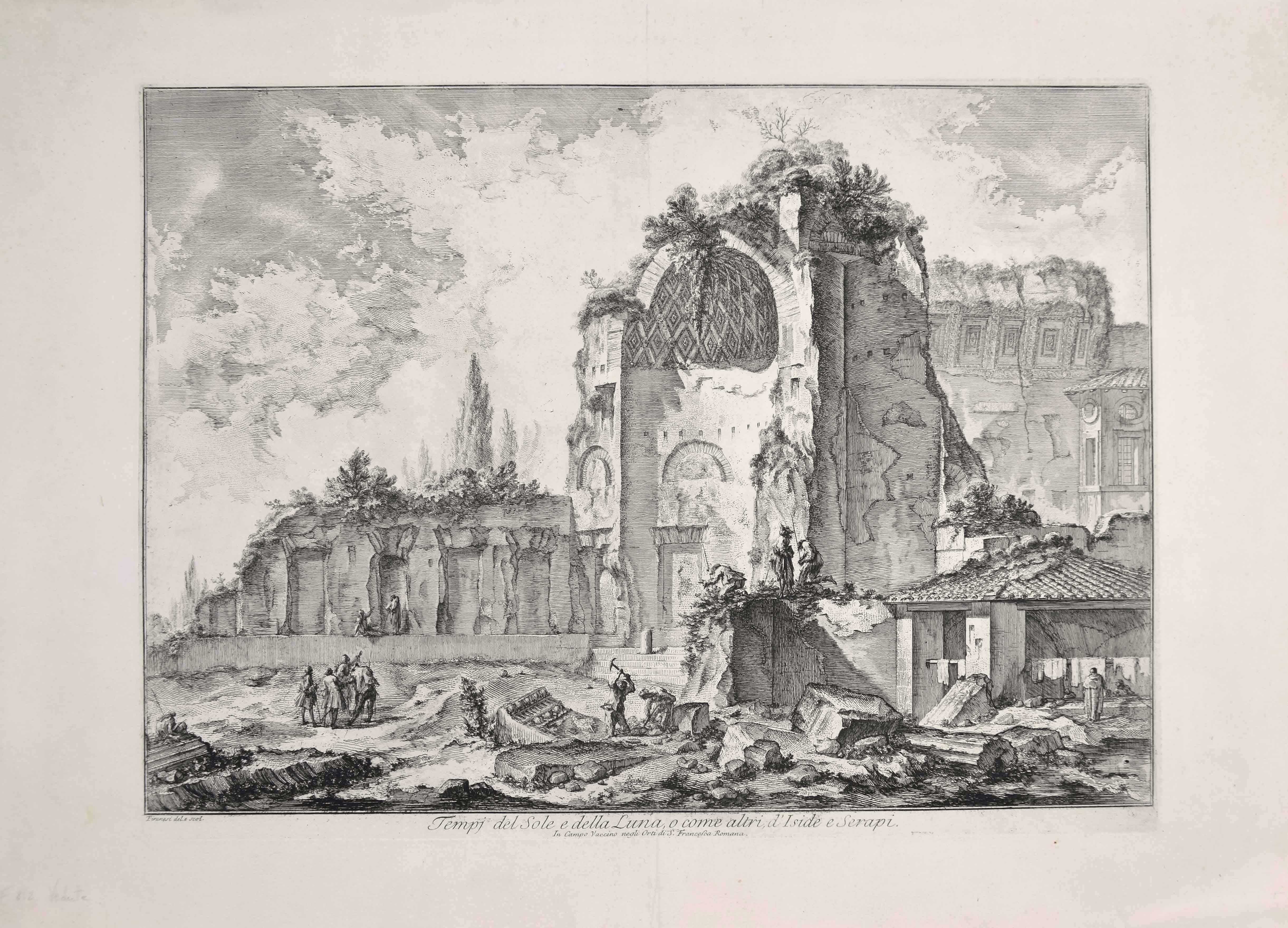 Temples of Iside and Serapi – Radierung von G. B. Piranesi – 1759 – Print von Giovanni Battista Piranesi