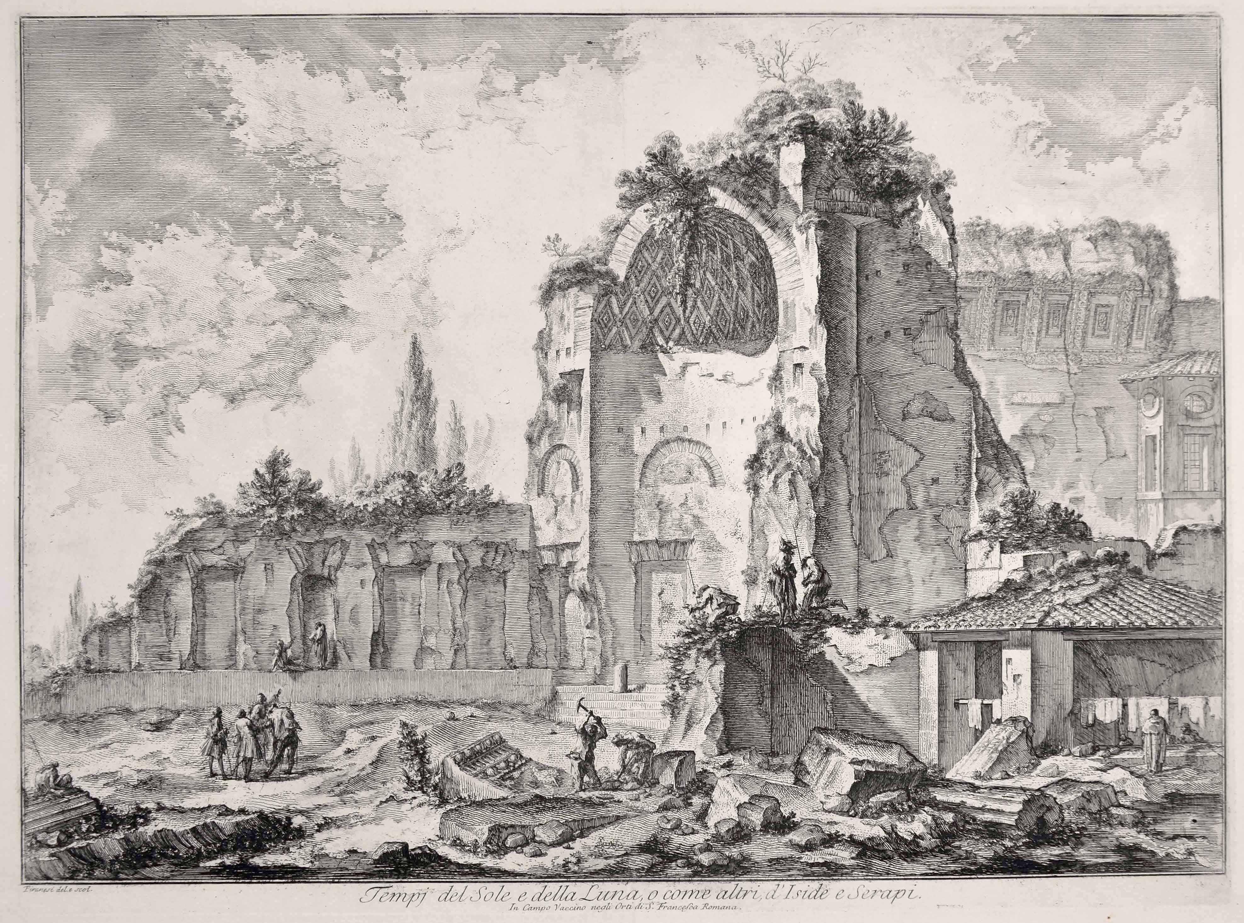 Giovanni Battista Piranesi Landscape Print – Temples of Iside and Serapi – Radierung von G. B. Piranesi – 1759