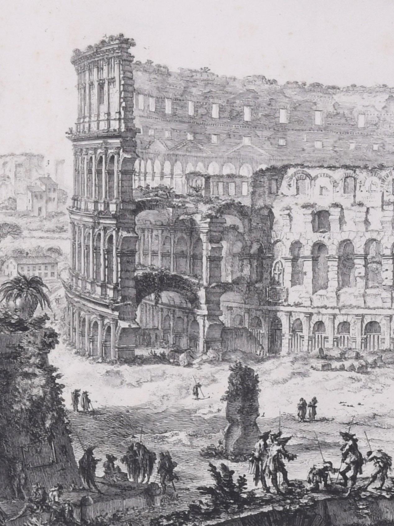 L'Arco di Costantino e il Colosseo - Landscape Print Grigio di Giovanni Battista Piranesi