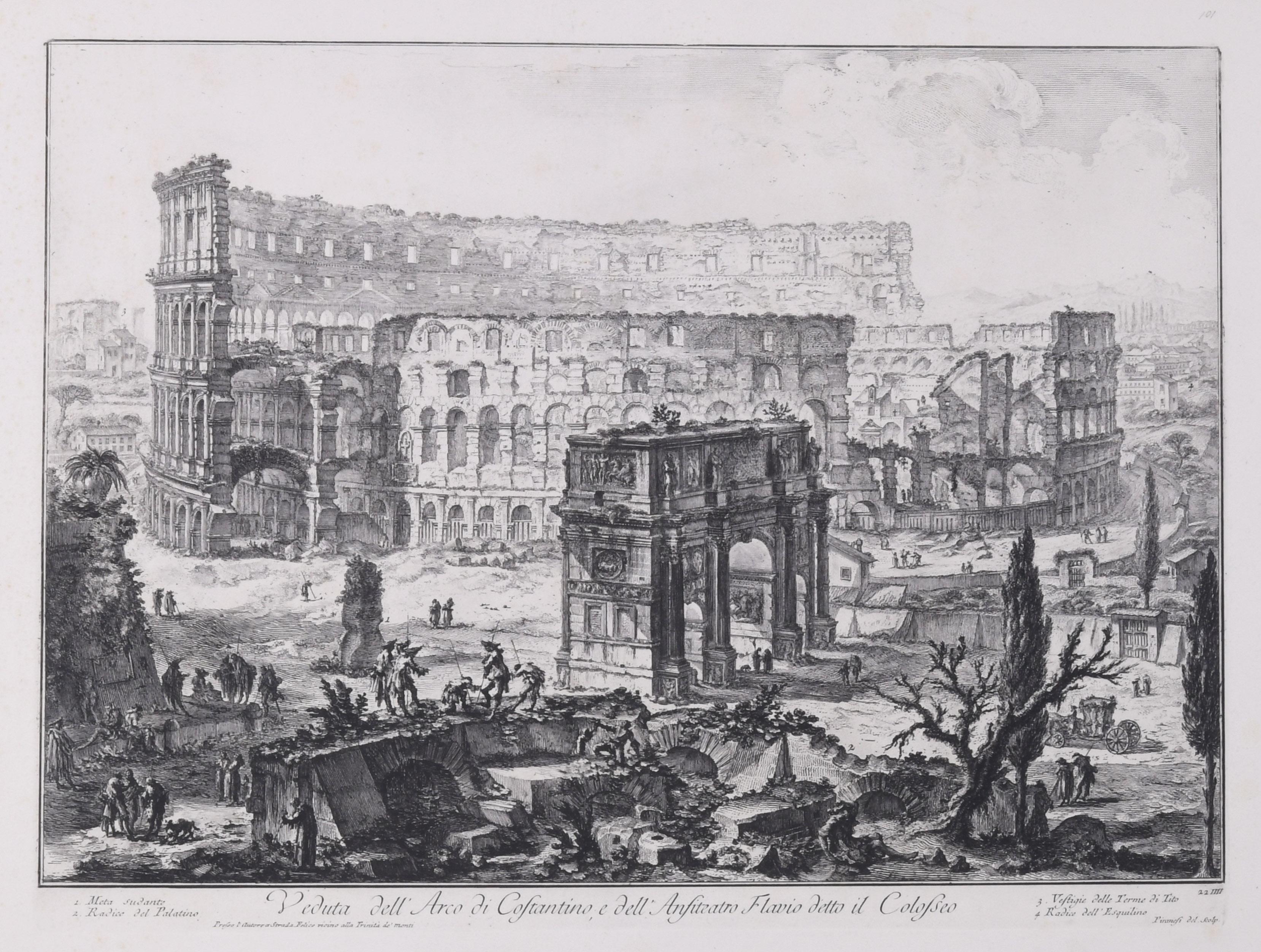 Landscape Print Giovanni Battista Piranesi - L'Arche de Constantin et le Colosseum 