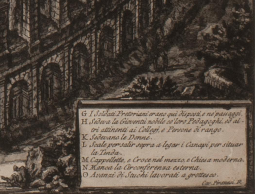 Il Colosseo, vista a volo d'uccello (Veduta dell'Anfiteatro Flavio detto il Colosseo) - Landscape Print Nero di Giovanni Battista Piranesi