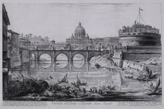 Le Ponte et le Castel S. Angelo (Veduta del Ponte e Castello Sant' Angelo)