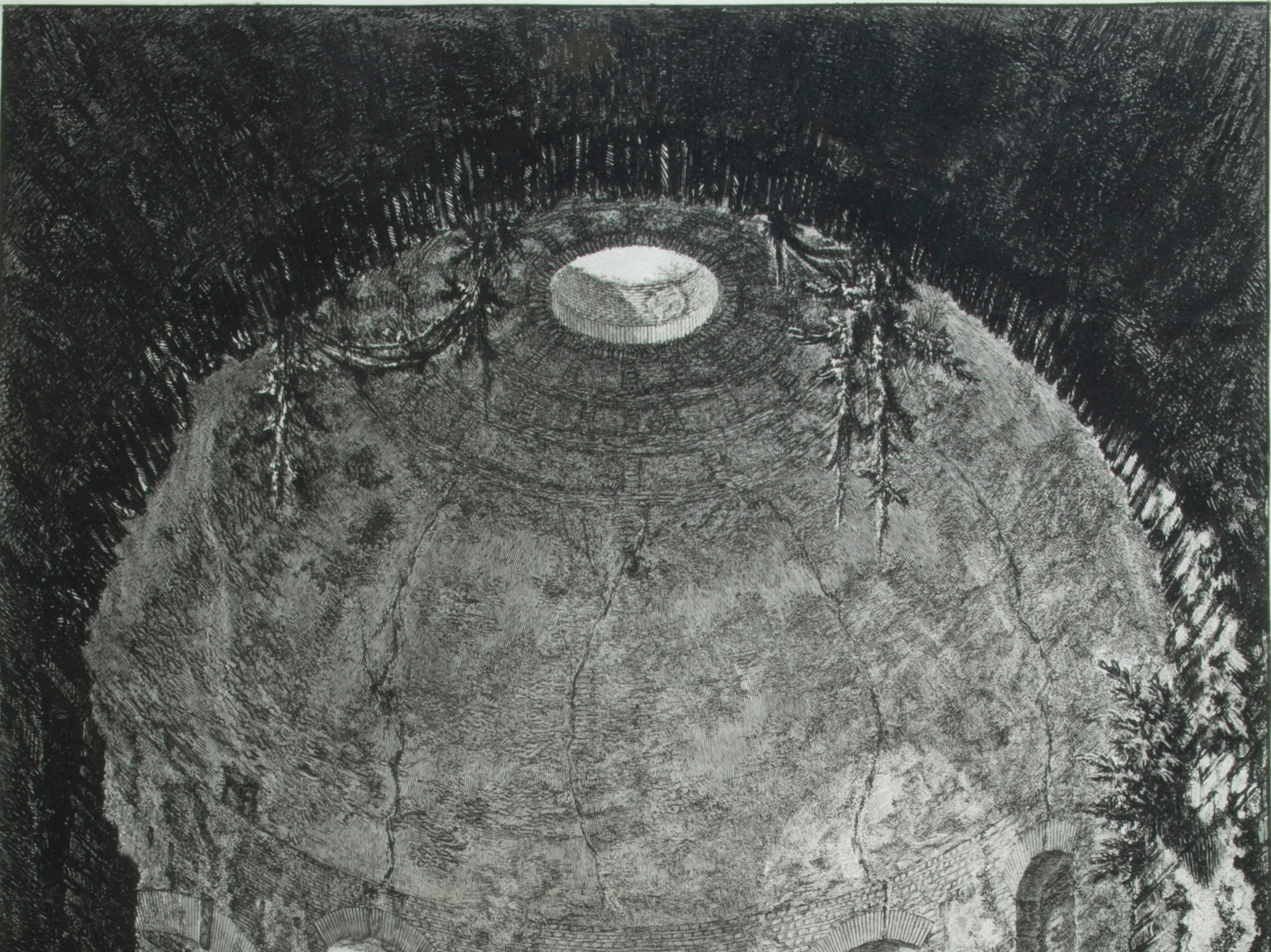 El llamado Tempio della Tosse, cerca de Tívoli. Interior vertical - Interior Print Gris de Giovanni Battista Piranesi