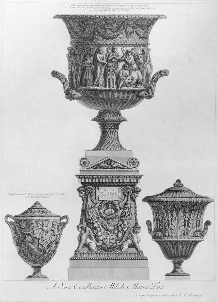 Giovanni Battista Piranesi Still-Life Print -  Tre Vasi - Original Etching by G.B. Piranesi - 1778