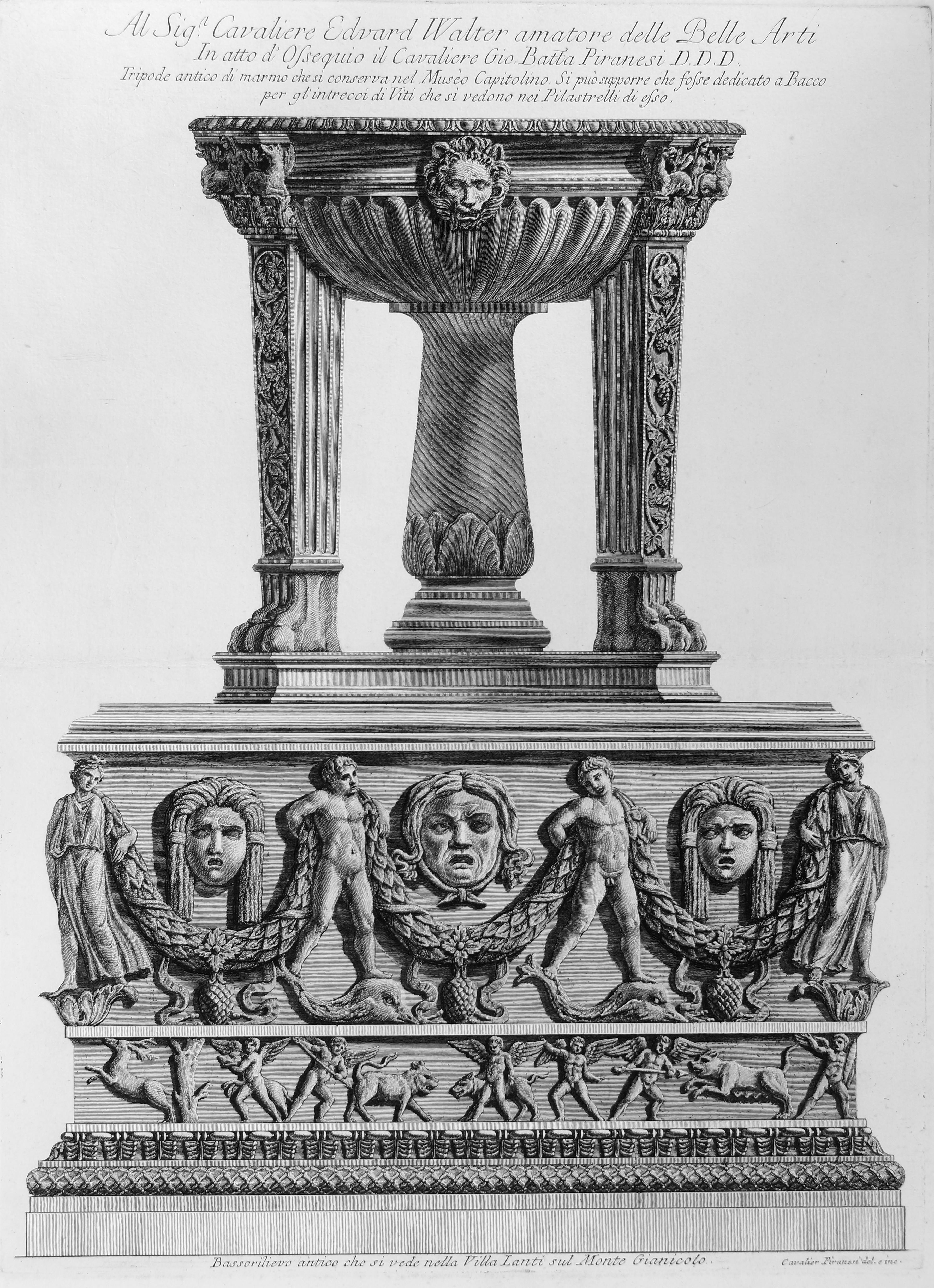 Giovanni Battista Piranesi Figurative Print -  Tripode antico di marmo che si conserva nel Museo Capitolino - Etching 1778