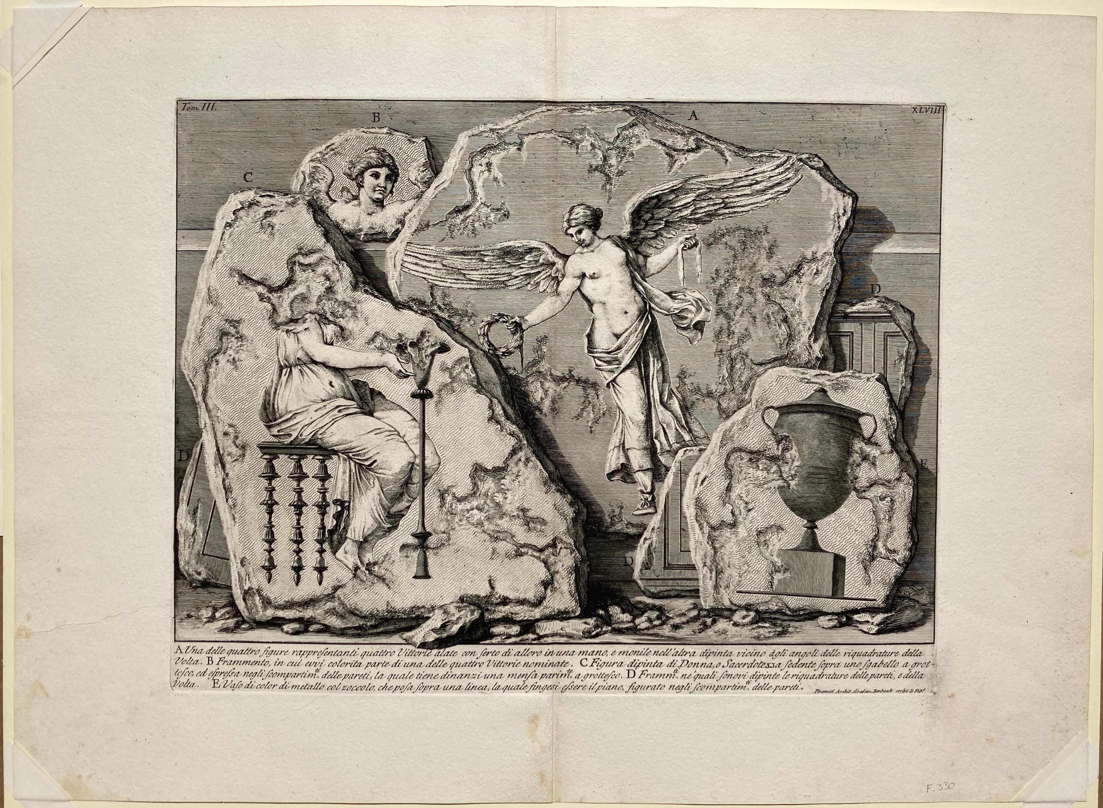 (Groß!!) UNA DELLE QUATTRO FIGURE RAPPRESENTANTI QUATTRO VITTORIE (Grau), Print, von Giovanni Battista Piranesi