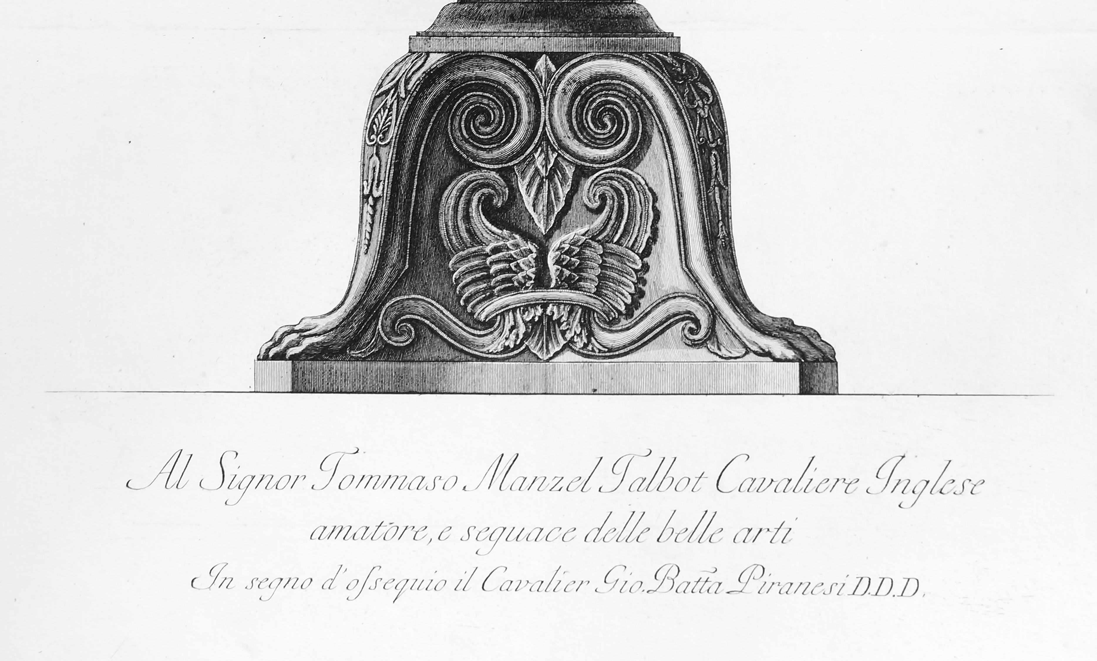 Vaso antico di marmo, che si conosceva nella Galleria... - Etching 1778 - Print by Giovanni Battista Piranesi