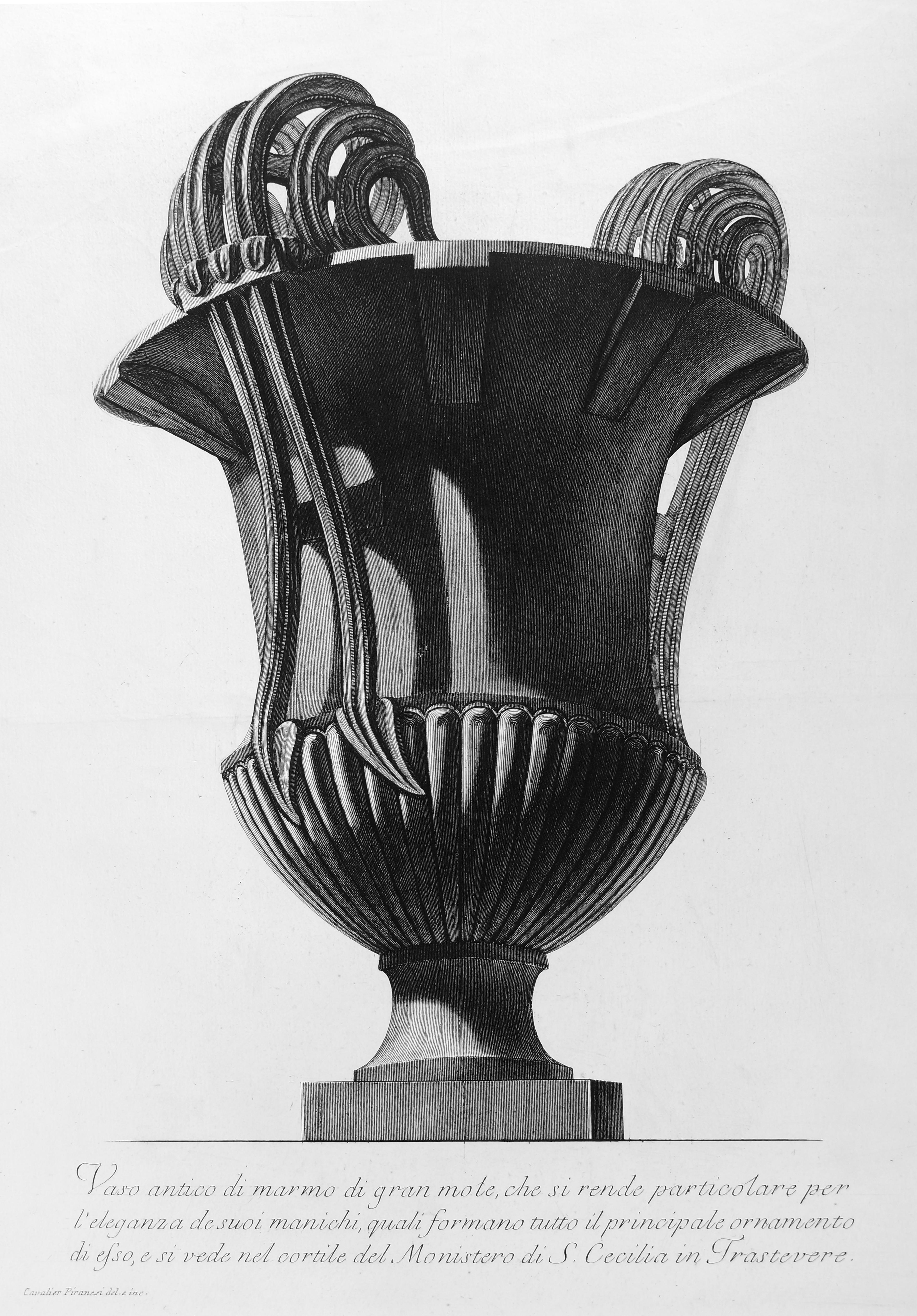 Giovanni Battista Piranesi Figurative Print - Vaso Antico di marmo di gran mole... - Etching - 1778