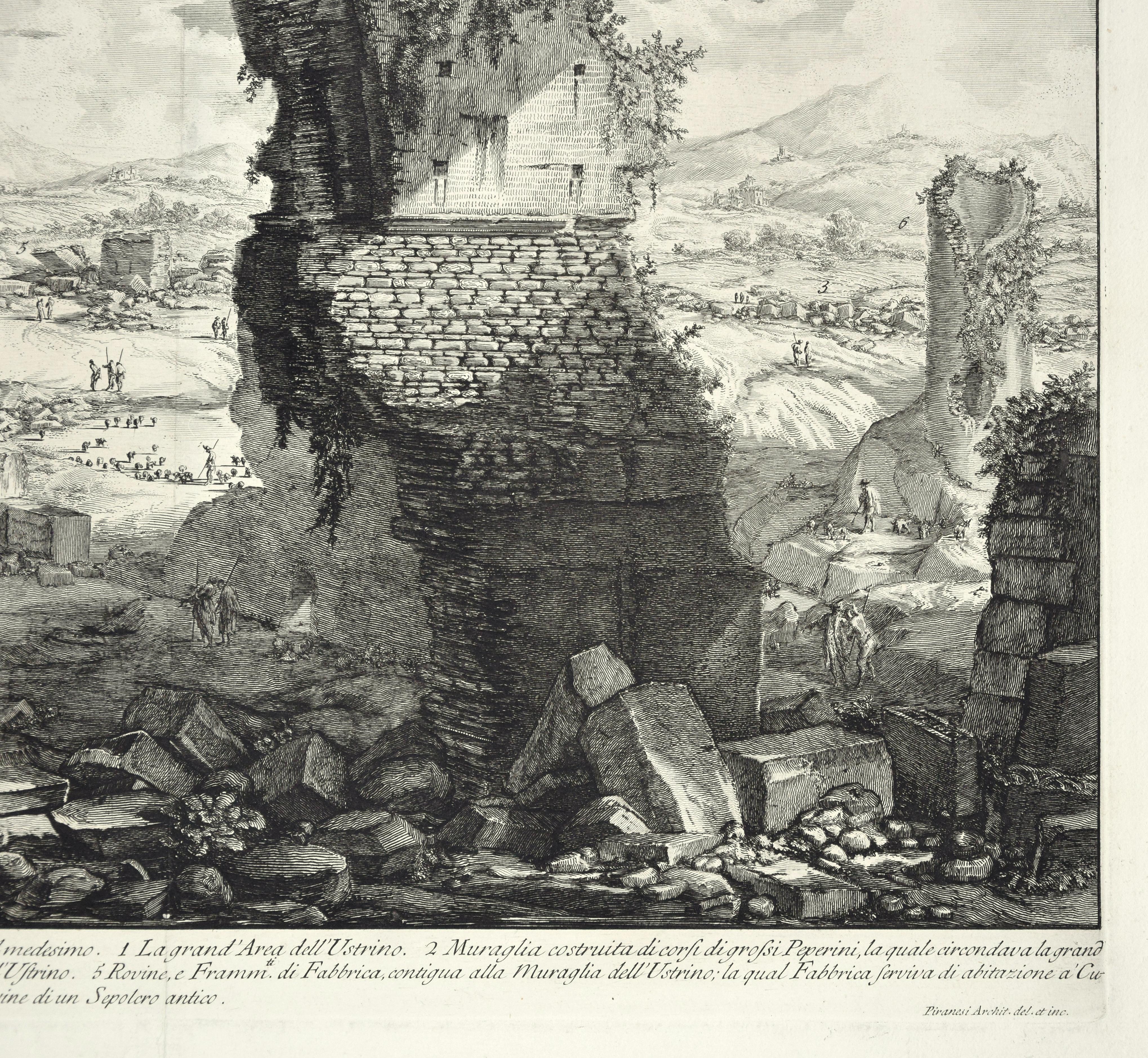 Veduta degli Avanzi sopra terra dell'antico Ustrino - Gravure de G. B. Piranesi - Print de Giovanni Battista Piranesi