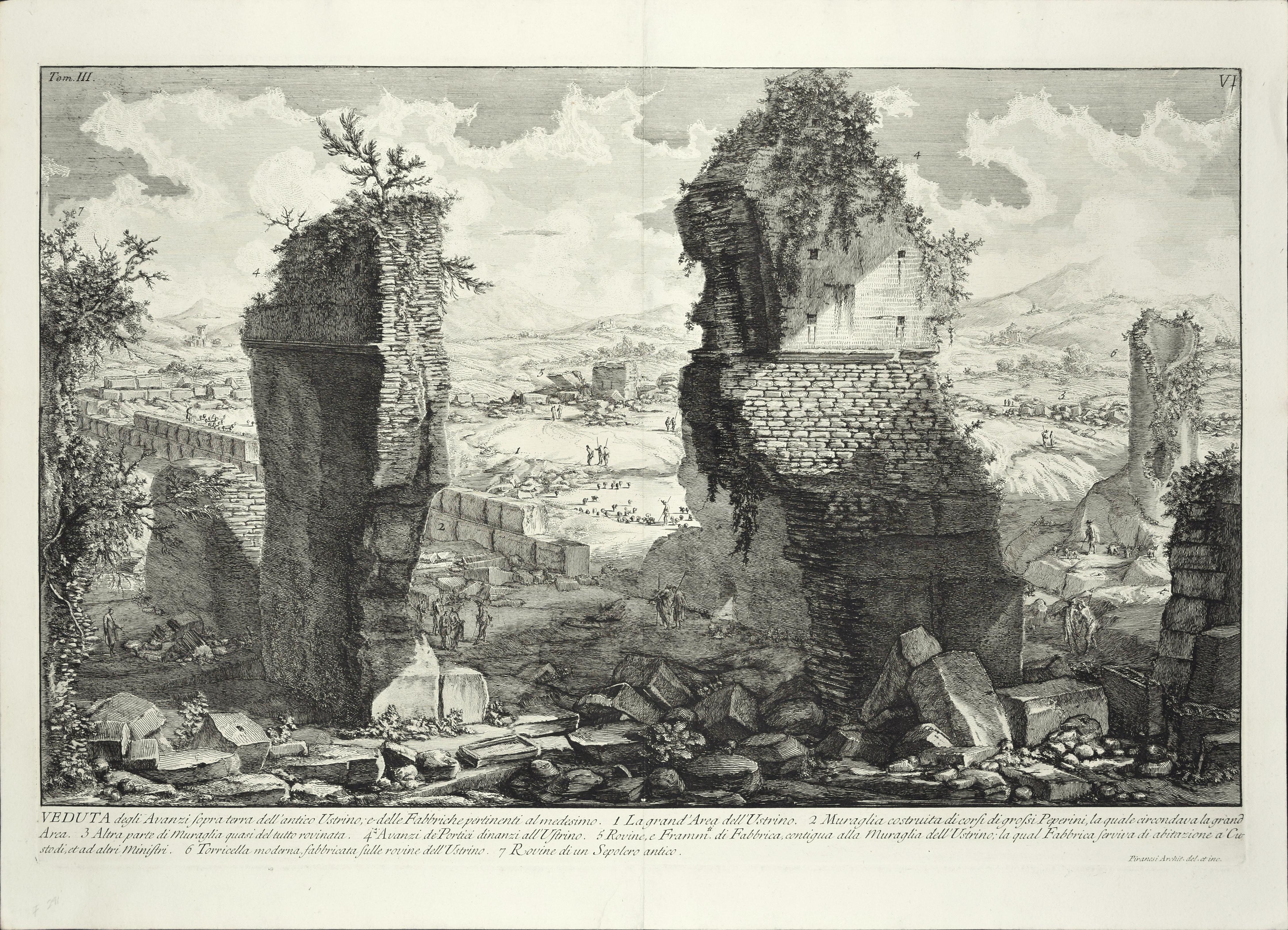 Veduta degli Avanzi sopra terra dell'antico Ustrino - Etching by G. B. Piranesi