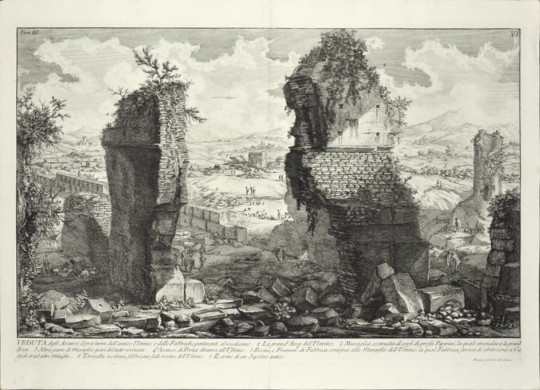 Giovanni Battista Piranesi Landscape Print - Veduta degli Avanzi sopra terra dell'antico Ustrino - Etching by G. B. Piranesi