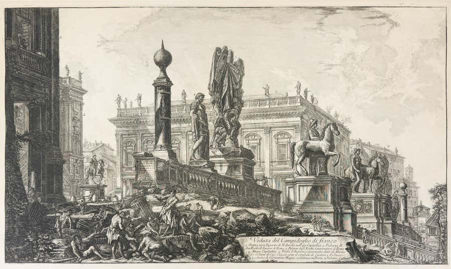Veduta del Campidoglio di fianco