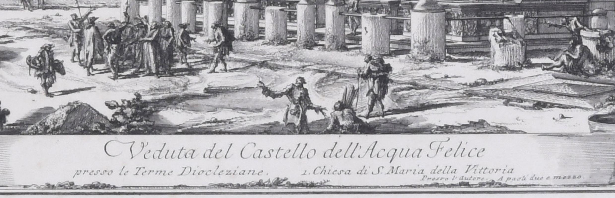 Veduta del Castello dell' Acqua Felice View of the Fountainhead of the Acqua  - Old Masters Print by Giovanni Battista Piranesi