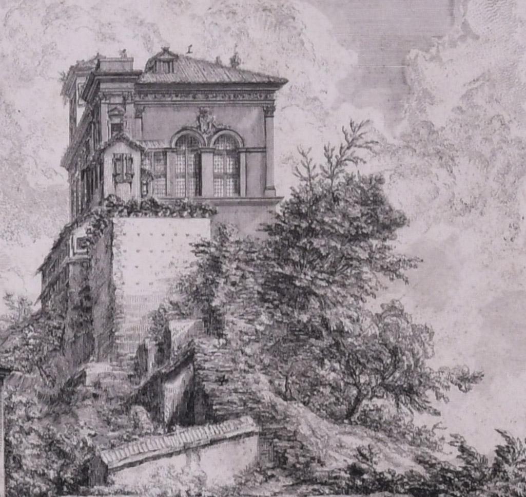 Veduta del Castello dell'Acqua sul Monte Aureo (View of the Fountainhead ... - Gray Landscape Print by Giovanni Battista Piranesi