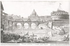 Antique Veduta del Ponte e Castello Sant' Angelo