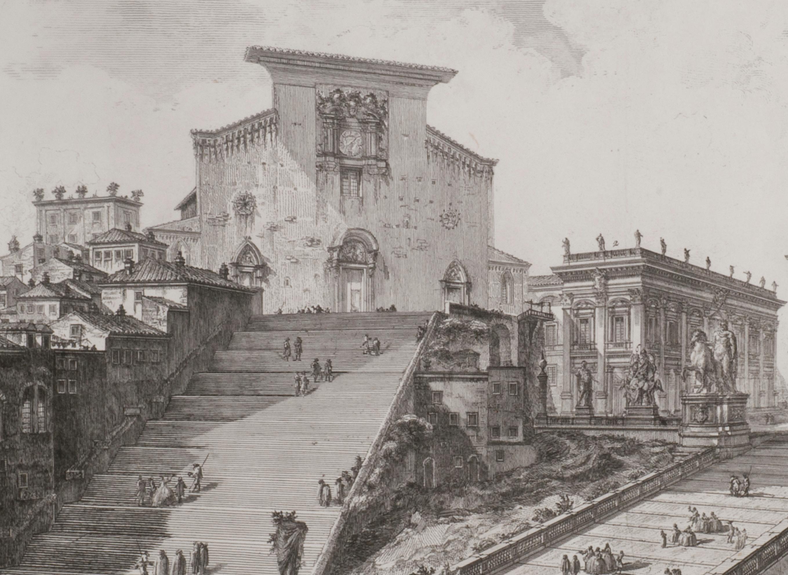 Veduta del Romano Camipidpglio con scalinata che va alla chisea d'A.I.C. (The C - Print de Giovanni Battista Piranesi