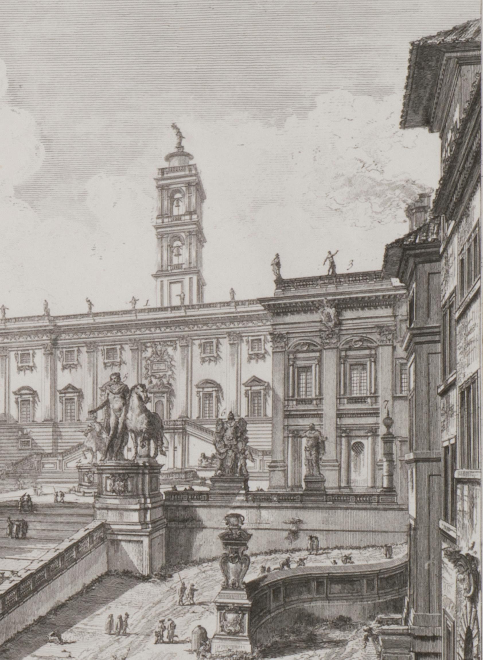 Veduta del Romano Camipidpglio con scalinata che va alla chisea d'A.I.C. (The C - Baroque Print par Giovanni Battista Piranesi