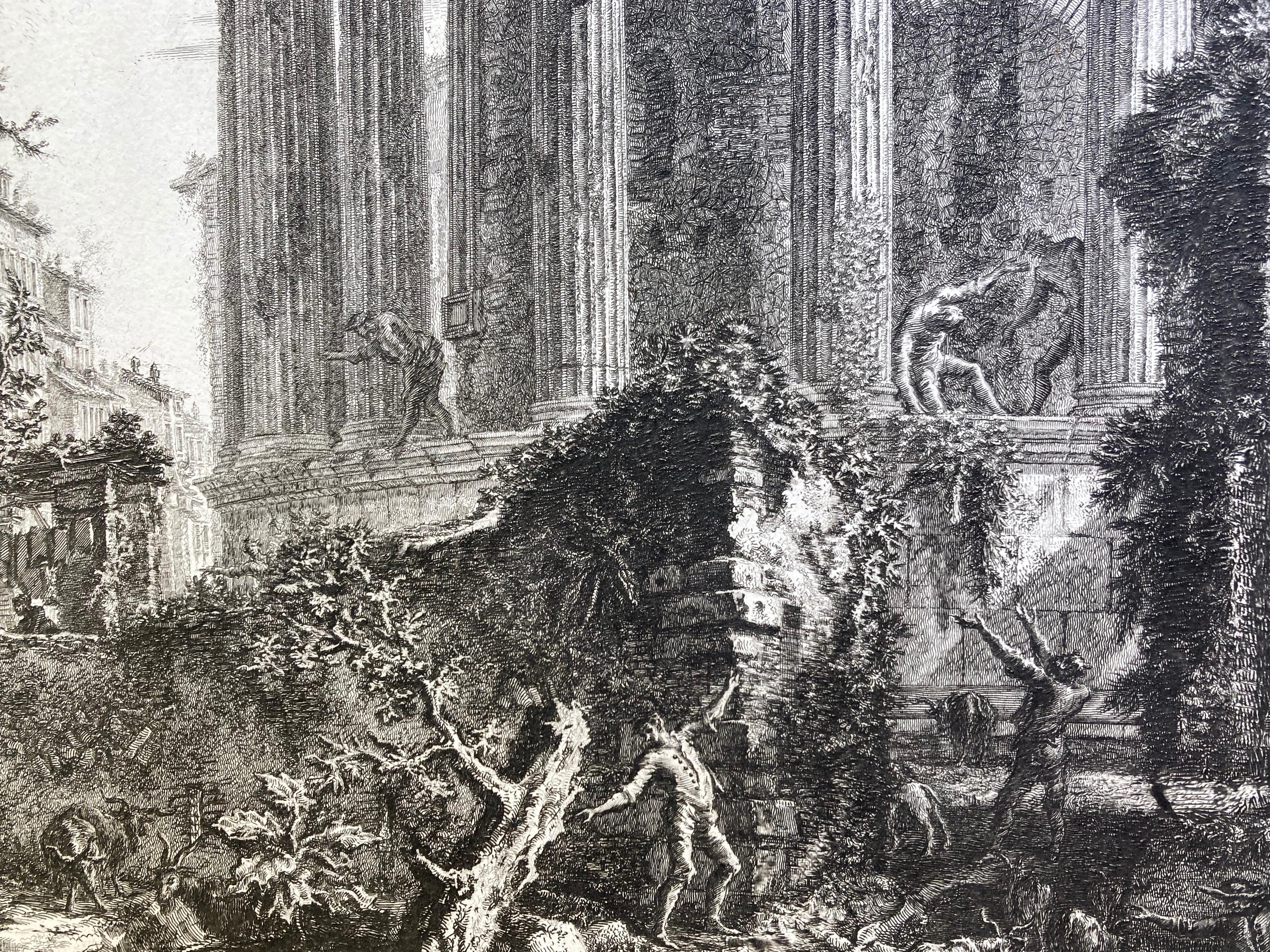 VEDUTA DEL TEMPIO DELLA SIBILLA IN TIVOLI  - Gray Landscape Print by Giovanni Battista Piranesi